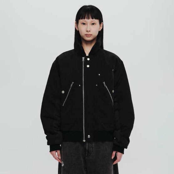 Pla24awj03-1_Black | 2024 logo bomber | Color:Black【PLATEAU STUDIO_プラトー スタジオ】【archive】