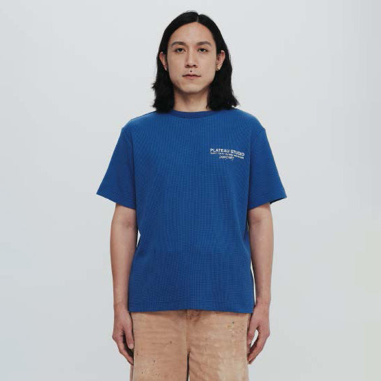 Pla24awtee01-2_blue | 2024 logo waffle tee | Color:Blue【PLATEAU STUDIO_プラトー スタジオ】