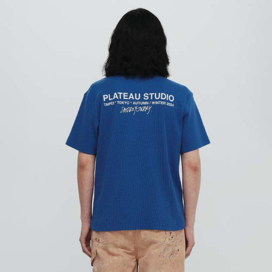 Pla24awtee01-2_blue | 2024 logo waffle tee | Color:Blue【PLATEAU STUDIO_プラトー スタジオ】【ネコポス選択可能】