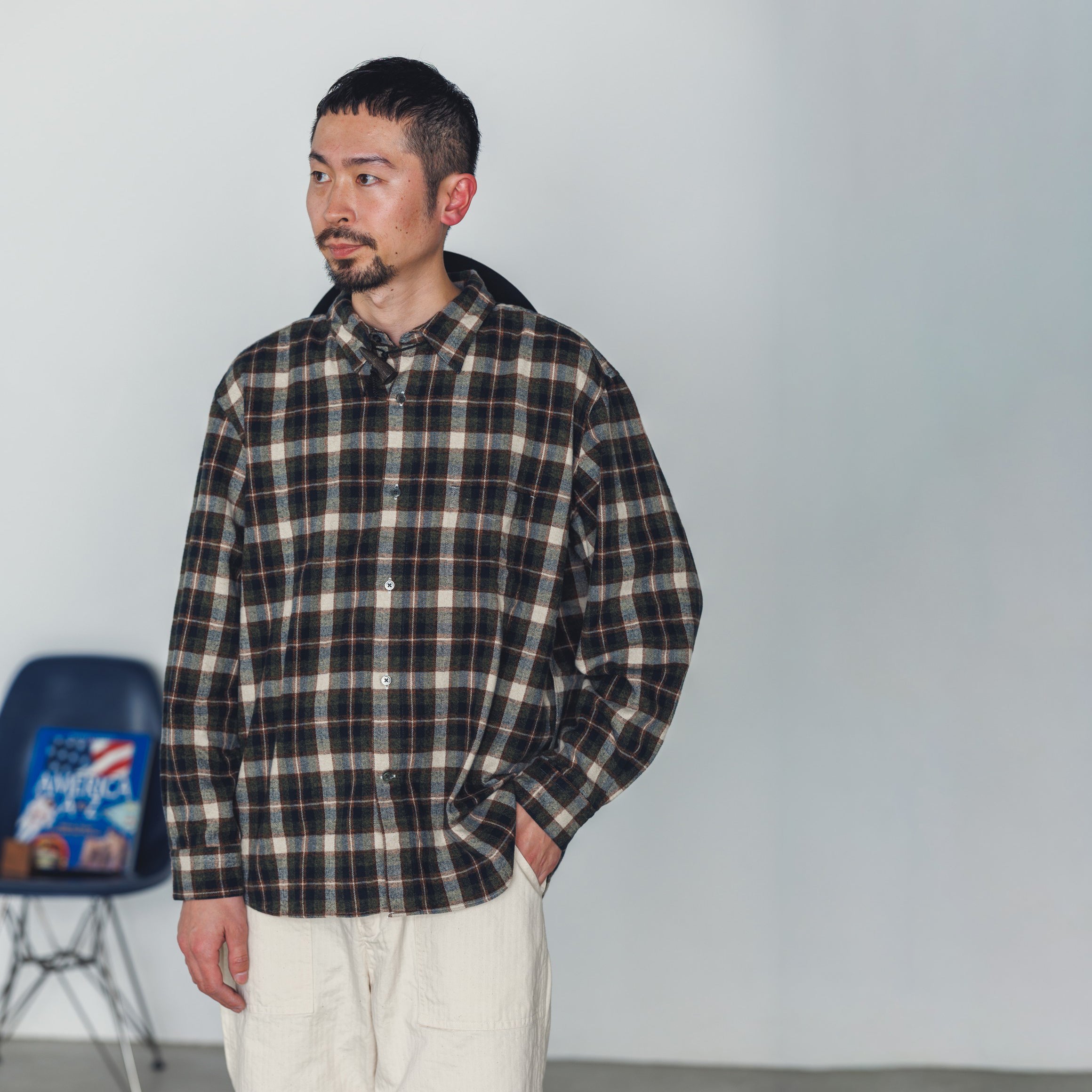 REGULAR COLLAR SHIRT-FLANNEL CHECK – Olive | CATTA SHIRTS
