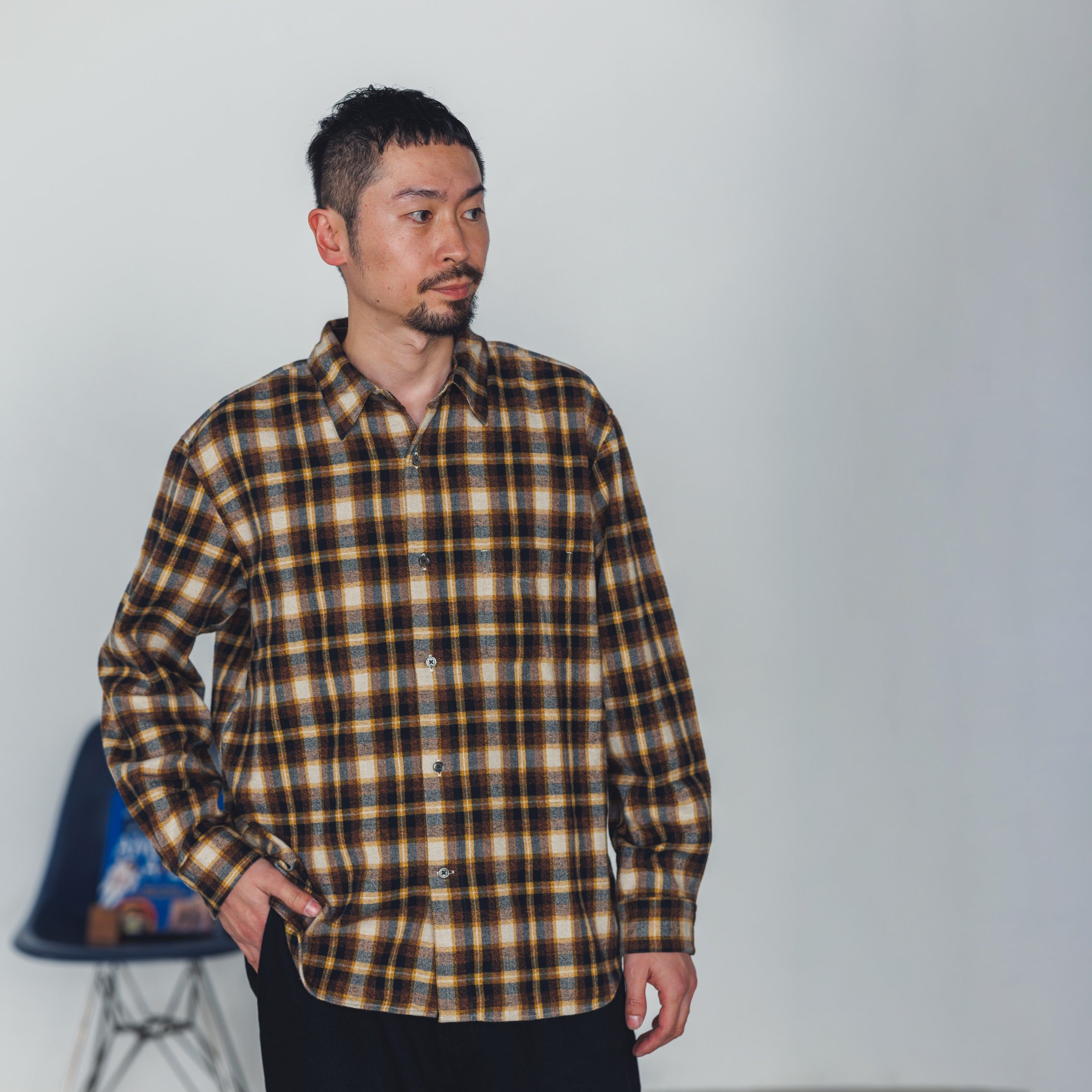 REGULAR COLLAR SHIRT-FLANNEL CHECK – Yellow | CATTA SHIRTS