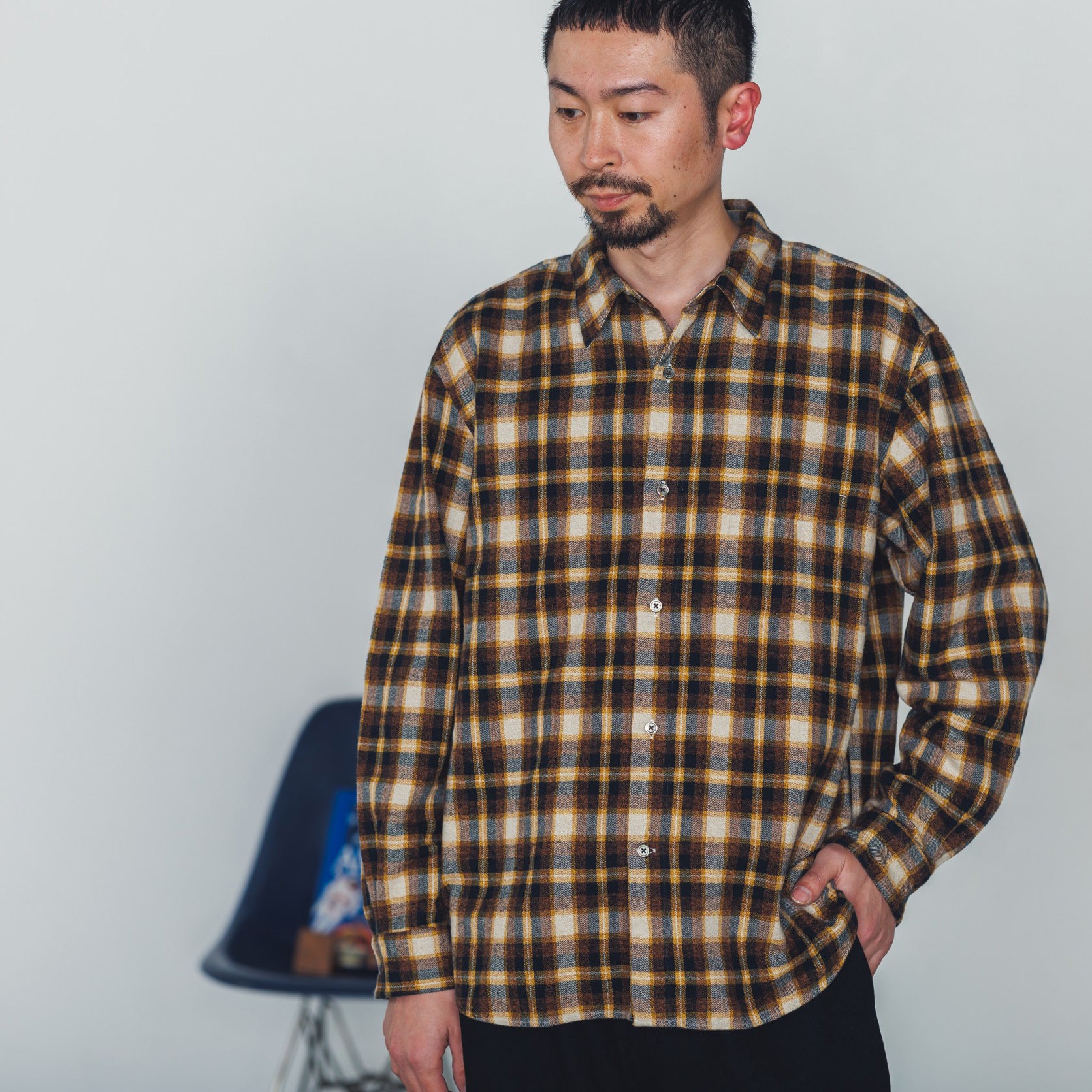 REGULAR COLLAR SHIRT-FLANNEL CHECK – Yellow | CATTA SHIRTS