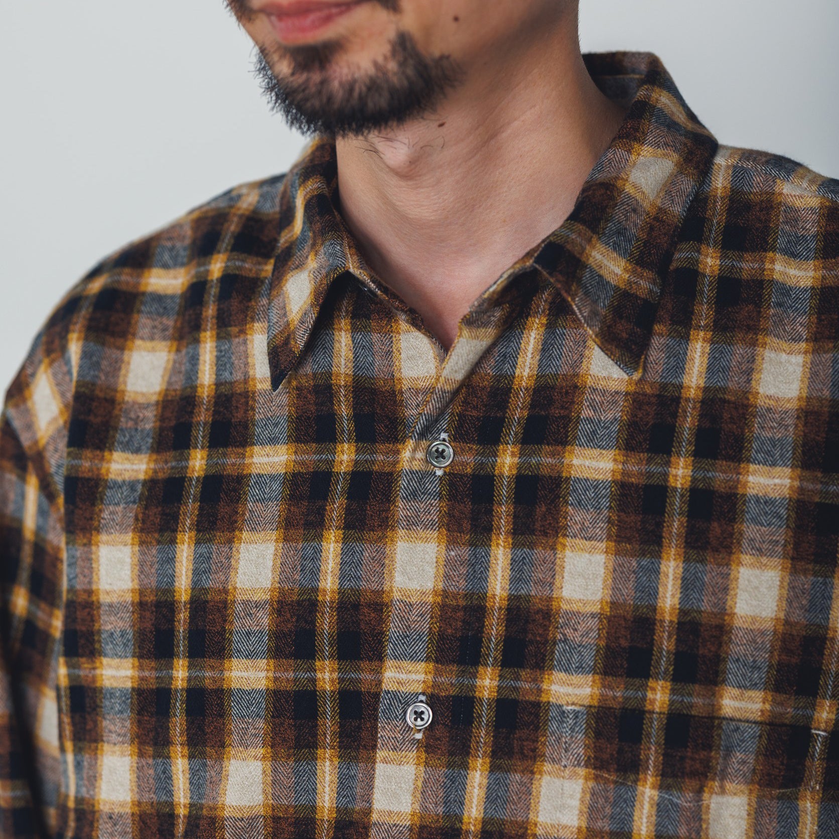 REGULAR COLLAR SHIRT-FLANNEL CHECK – Yellow | CATTA SHIRTS