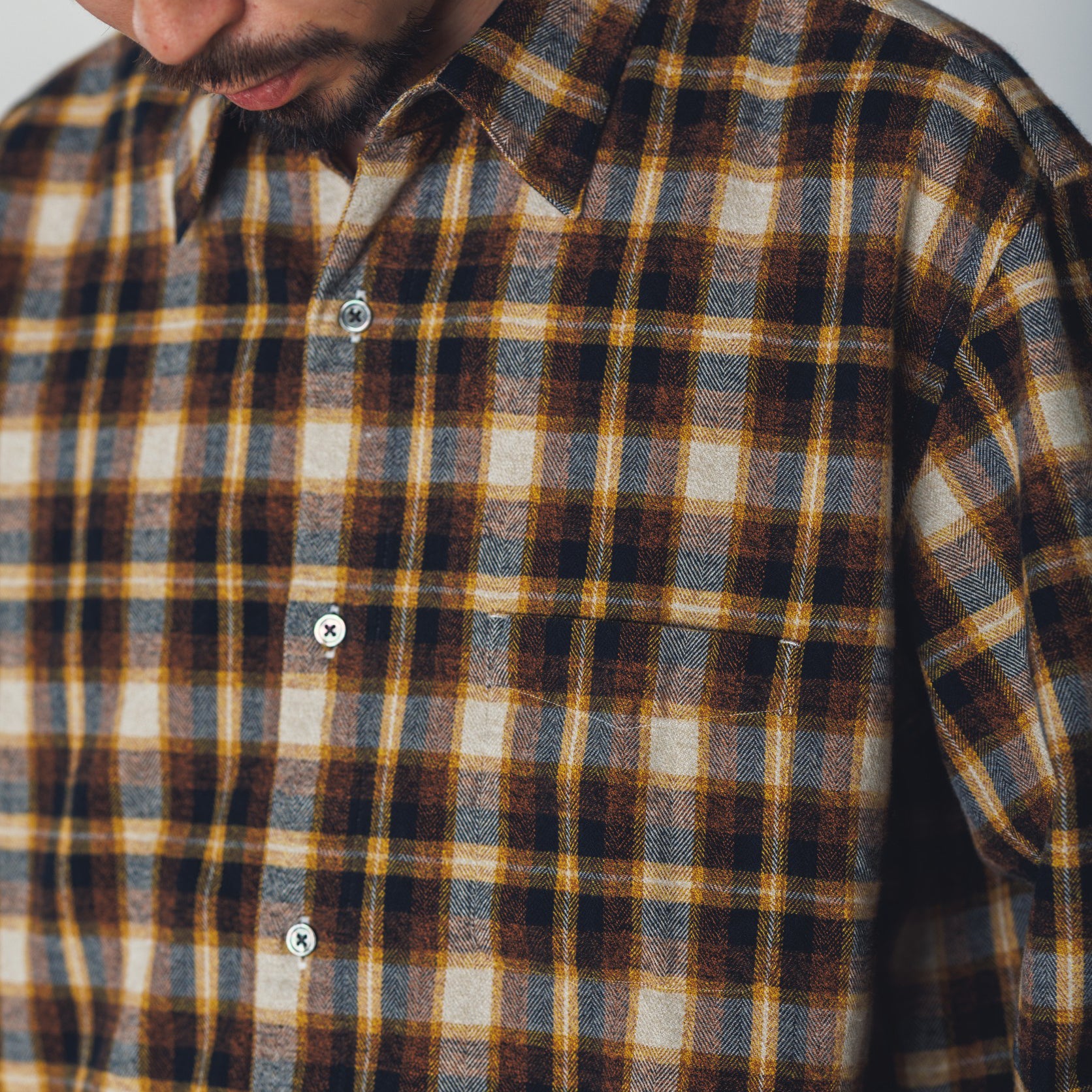 REGULAR COLLAR SHIRT-FLANNEL CHECK – Yellow | CATTA SHIRTS