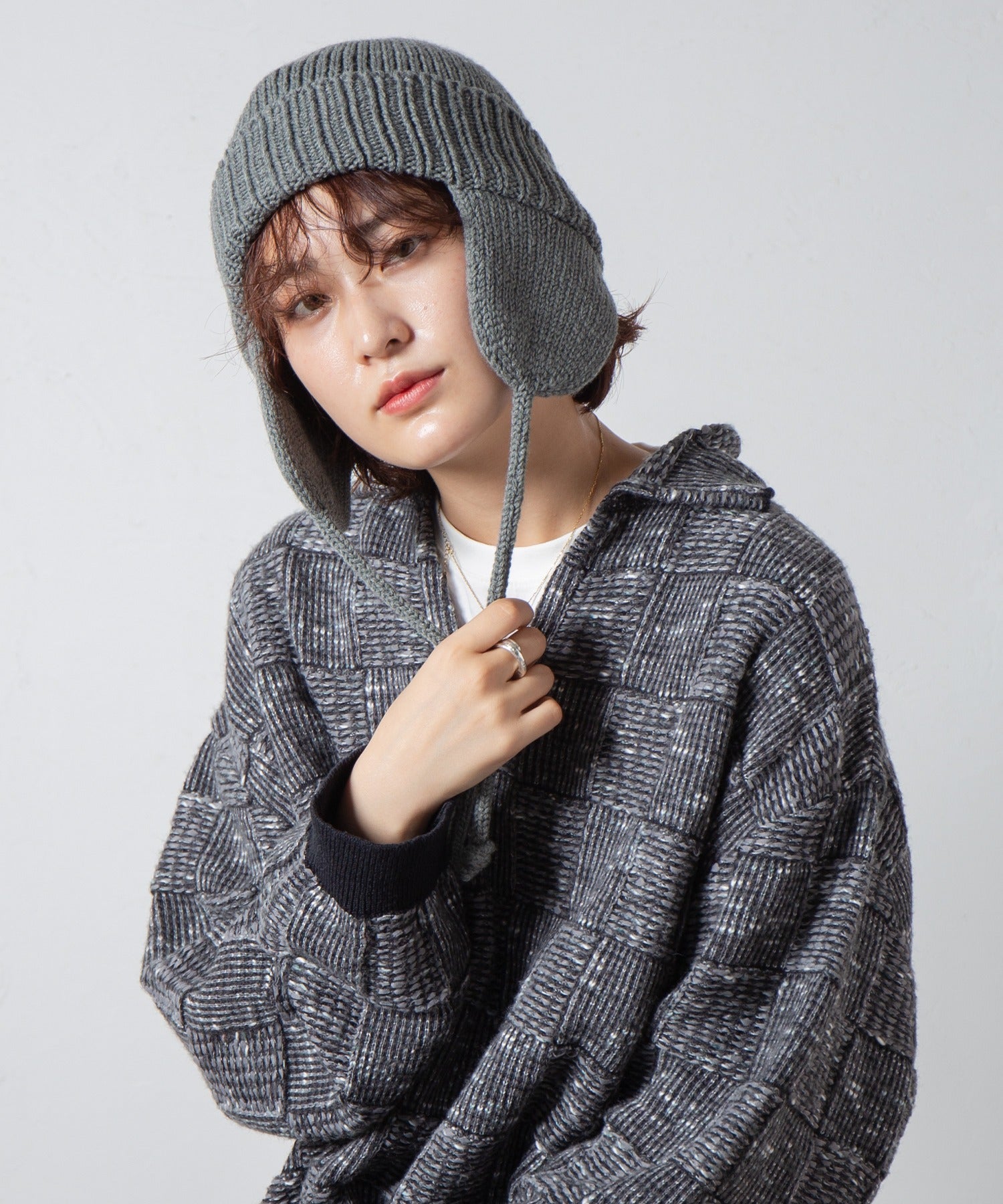 Ear Knit Watch – Ivory / Orange / Gray / Black | RACAL【ネコポス選択可能】