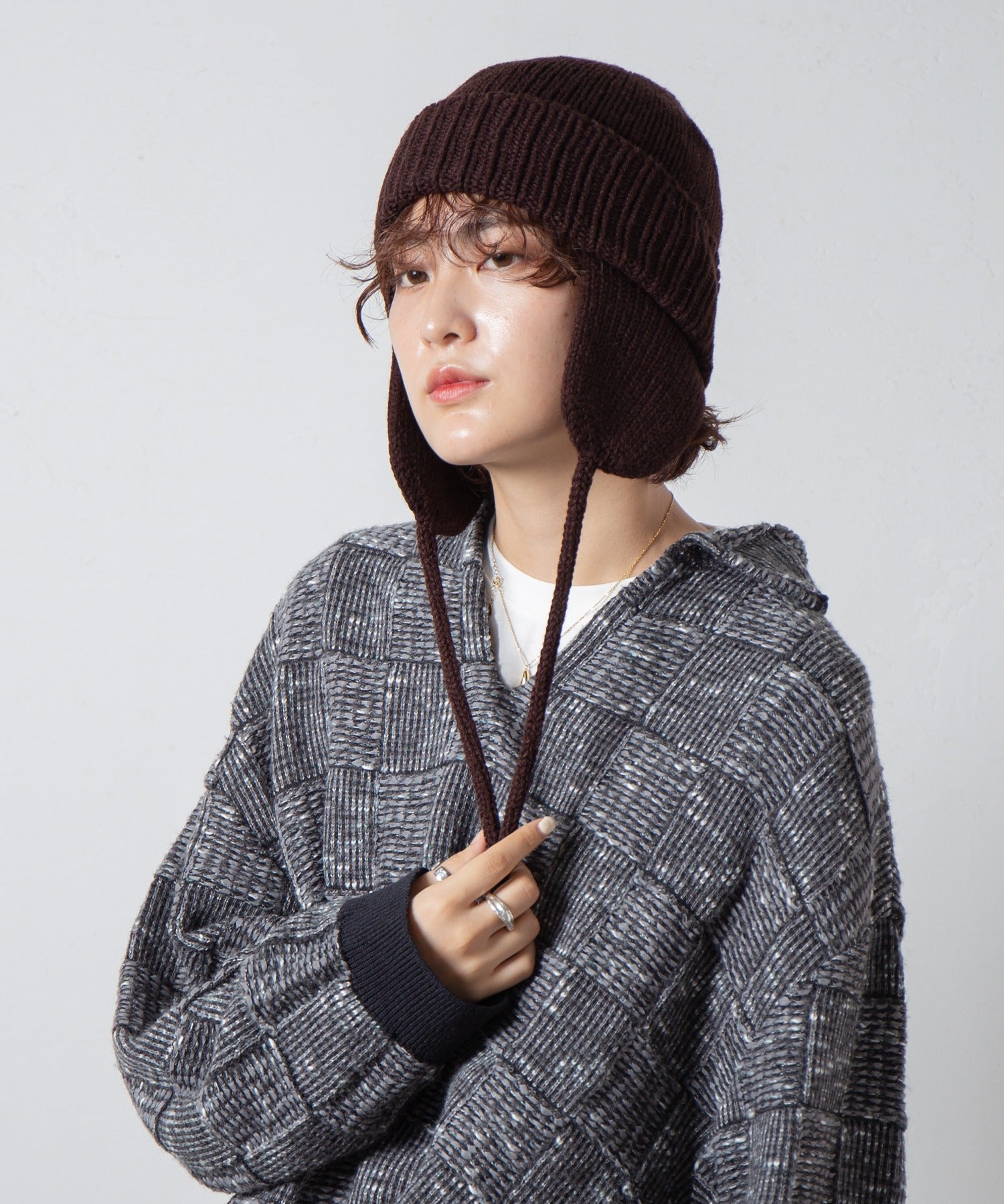 Ear Knit Watch – Ivory / Orange / Gray / Black | RACAL【ネコポス選択可能】