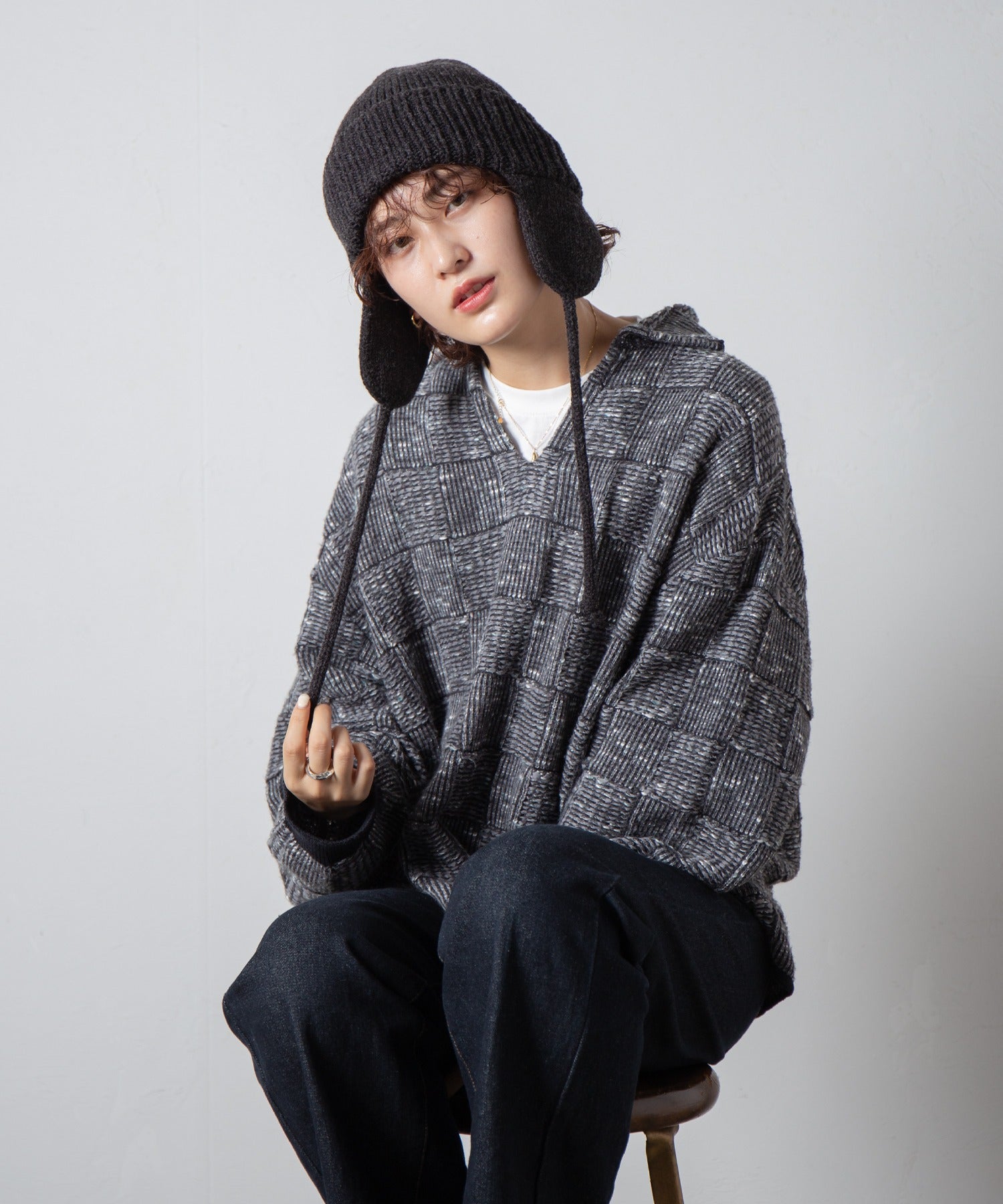 Ear Knit Watch – Ivory / Orange / Gray / Black | RACAL【ネコポス選択可能】