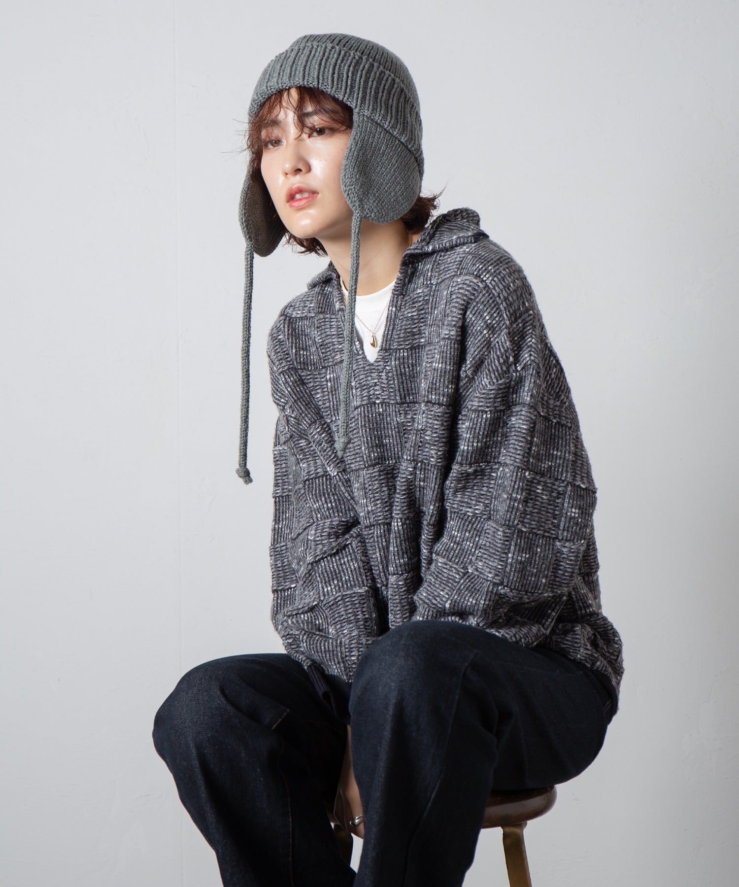 Ear Knit Watch – Ivory / Orange / Gray / Black | RACAL【ネコポス選択可能】