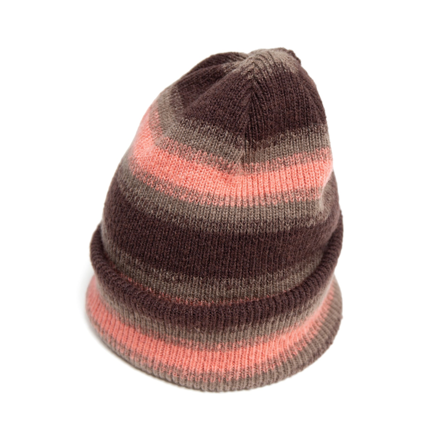 Reversible Ombre Border Knit Cap | Color_Beige / Brown / Pink / Gray | No_rl-25-029w【RACAL_ラカル】【ネコポス選択可能】