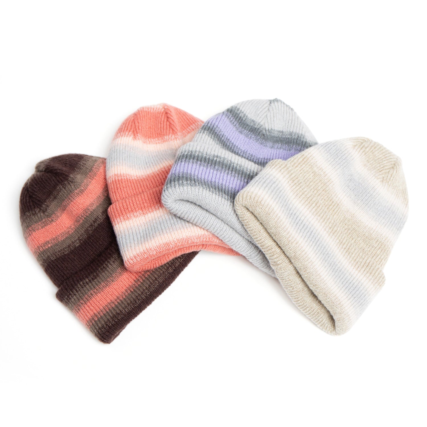 Reversible Ombre Border Knit Cap | Color_Beige / Brown / Pink / Gray | No_rl-25-029w【RACAL_ラカル】【入荷予定アイテム・入荷連絡可能】
