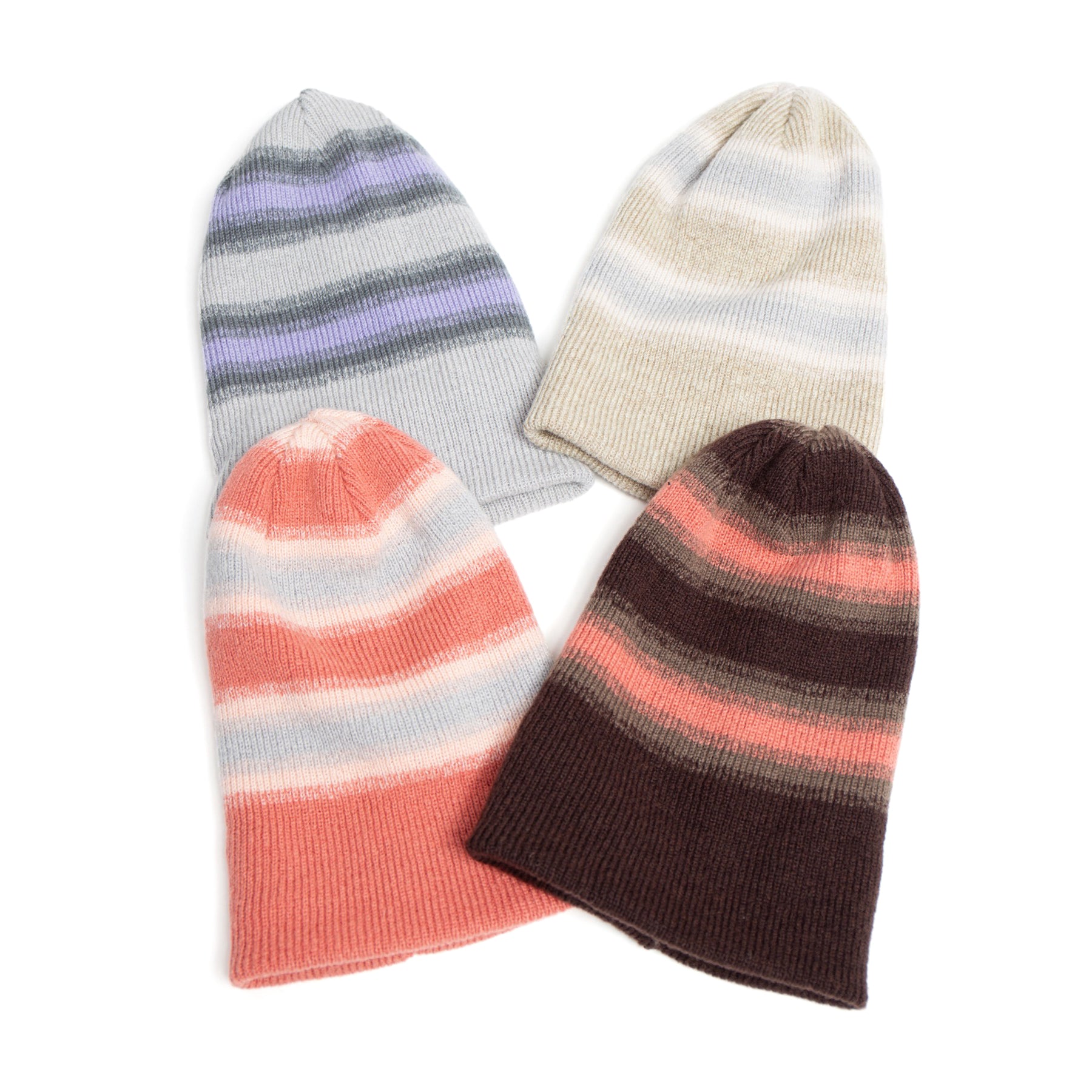 Reversible Ombre Border Knit Cap | Color_Beige / Brown / Pink / Gray | No_rl-25-029w【RACAL_ラカル】【入荷予定アイテム・入荷連絡可能】