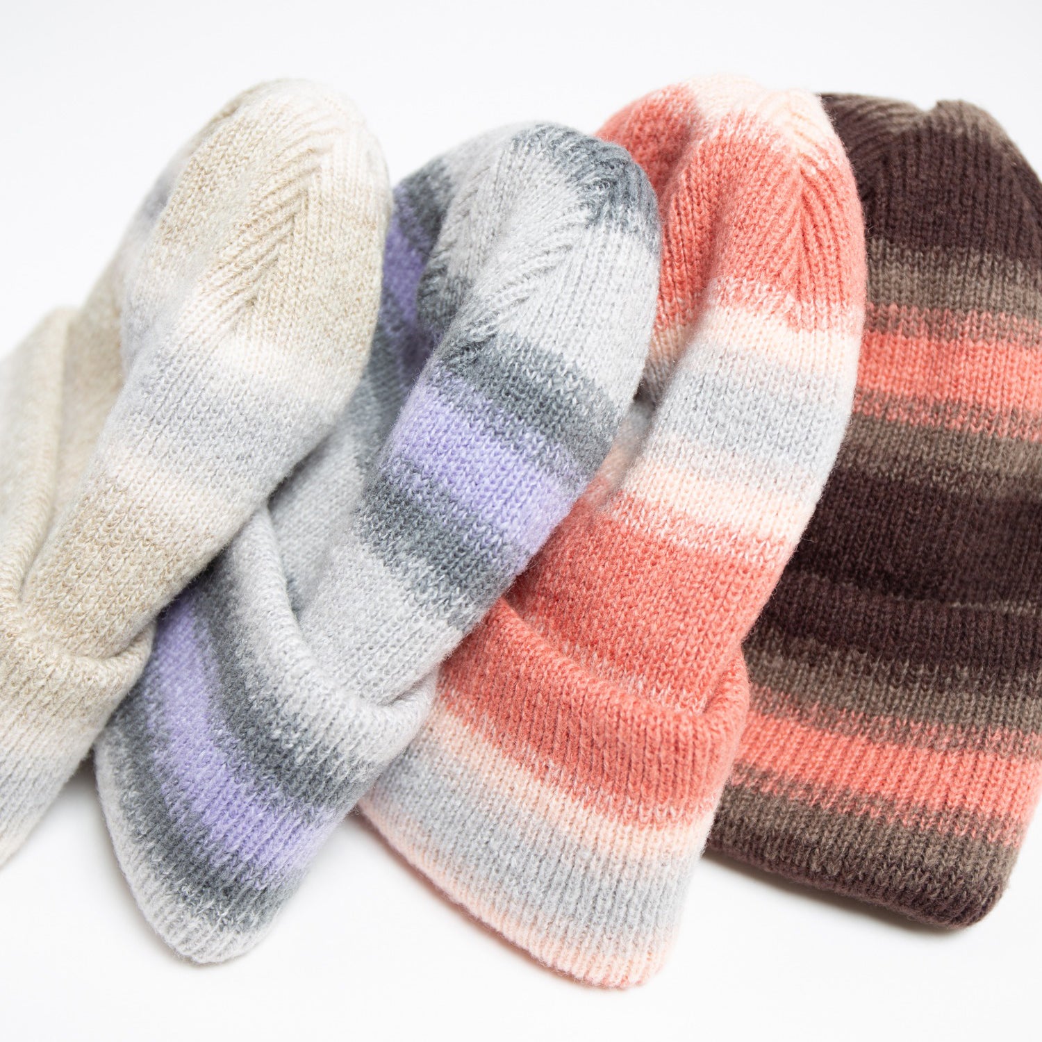 Reversible Ombre Border Knit Cap | Color_Beige / Brown / Pink / Gray | No_rl-25-029w【RACAL_ラカル】【入荷予定アイテム・入荷連絡可能】