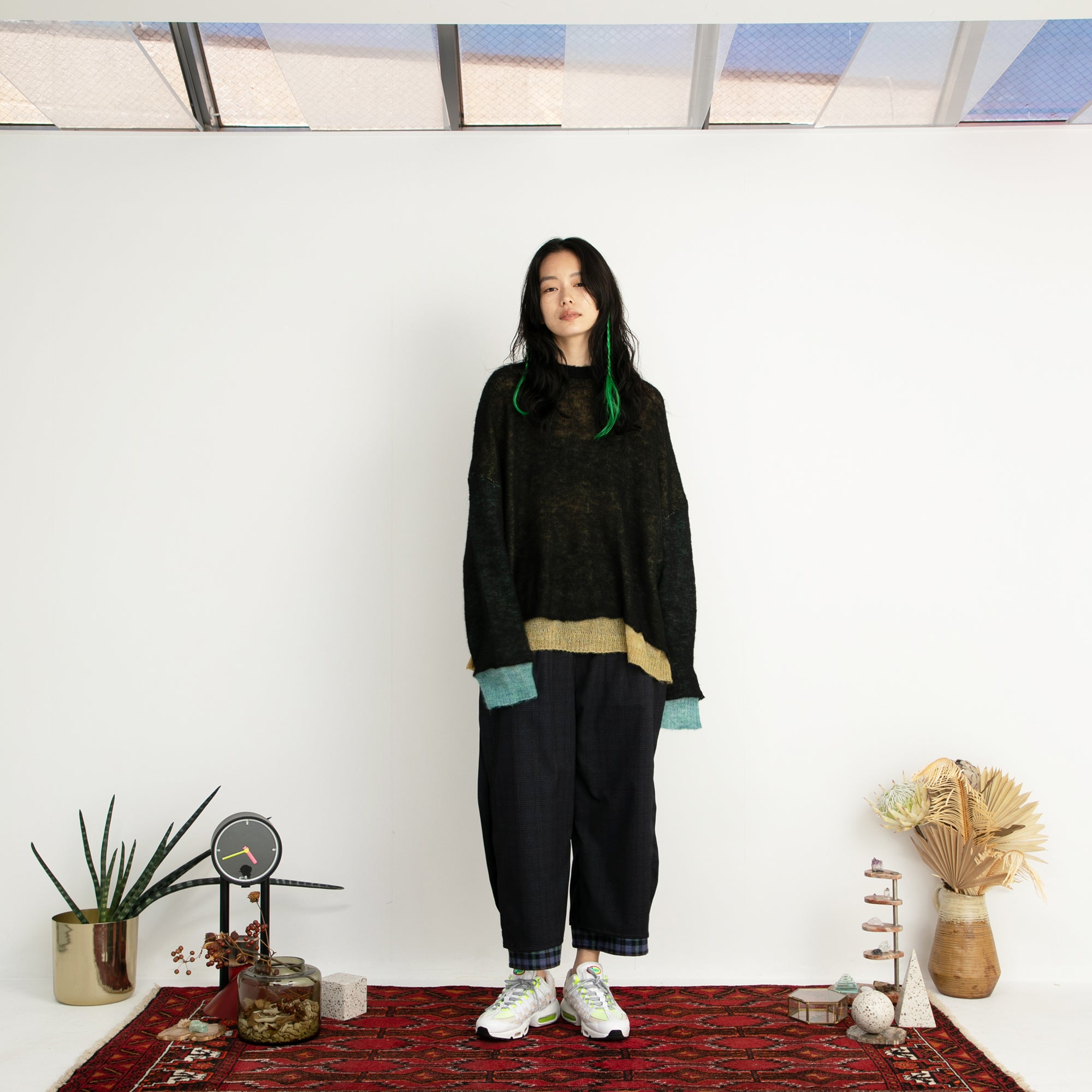 SF24AW-11_BLACK | Mohair Color Layer Knit Sweater | Color:Black【STOF_ストフ】【archive】