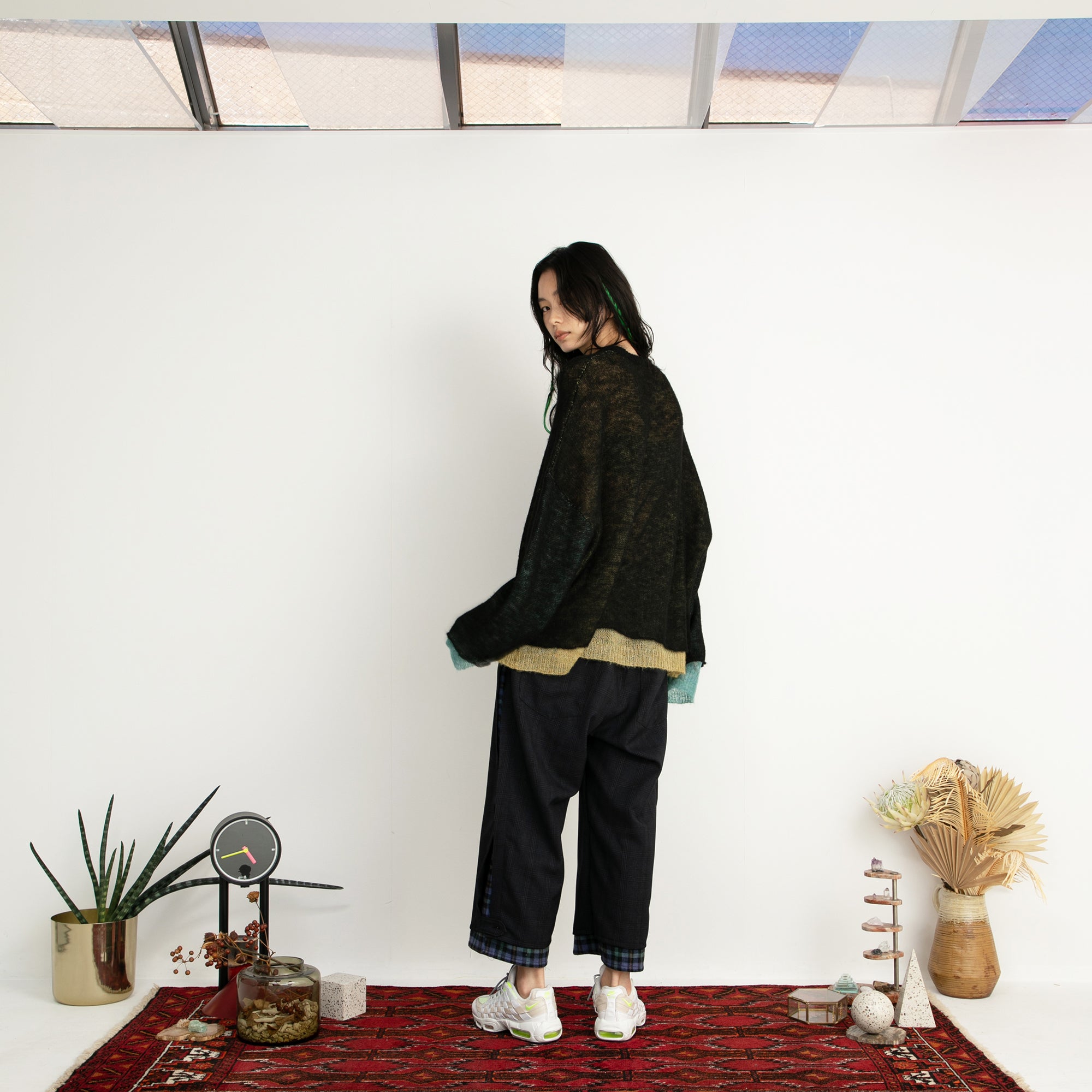 SF24AW-11_BLACK | Mohair Color Layer Knit Sweater | Color:Black【STOF_ストフ】【archive】