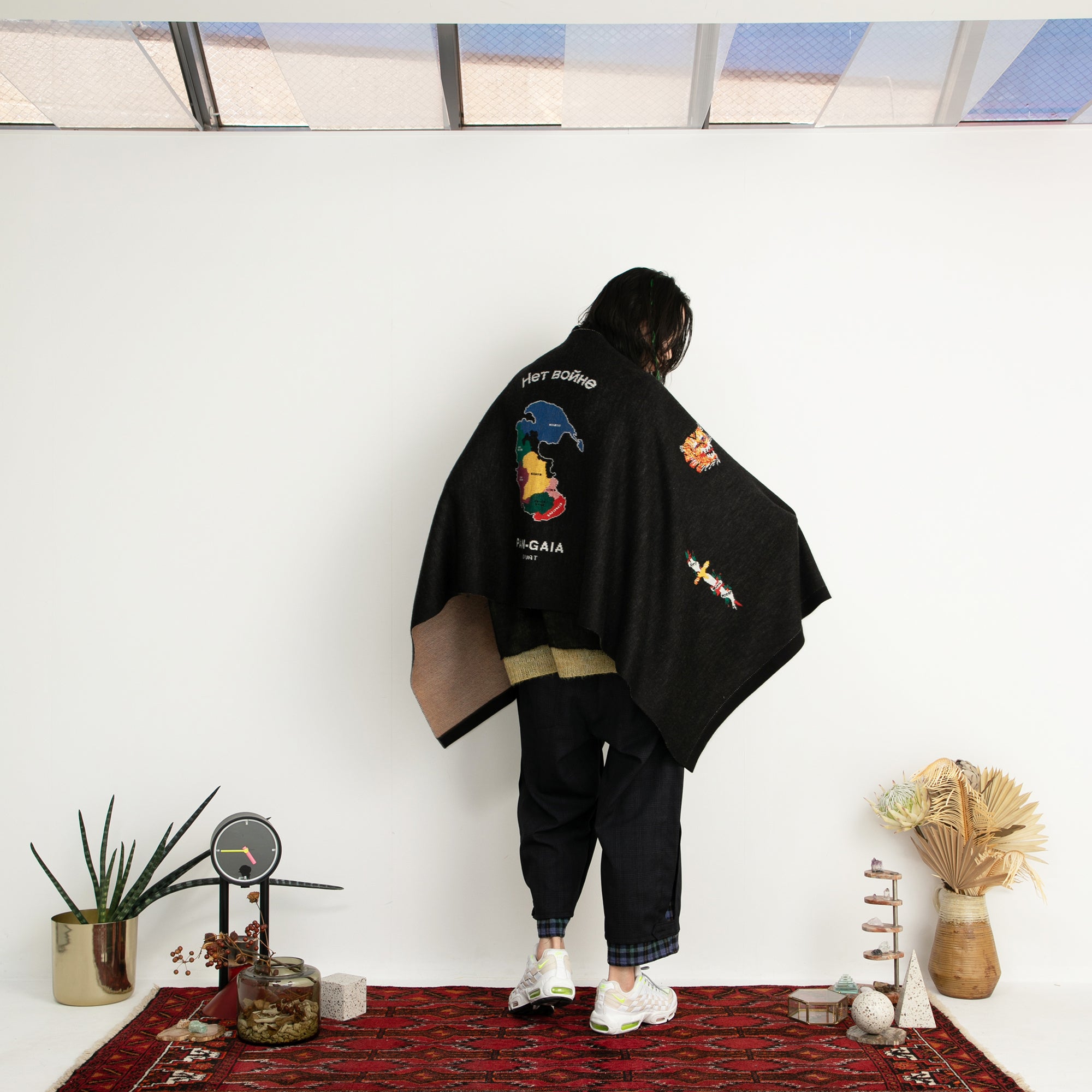 SF24AW-14_BLACK | Pangea Vietnam Jacket Knit Stole | Color:Black【STOF_ストフ】【archive】
