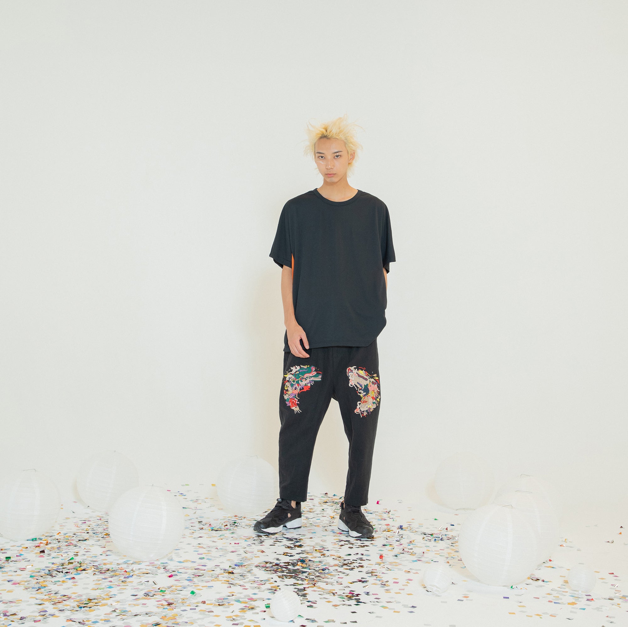 SF24SS-12B | Linen UTAGE Embroi Pants | Color:Black【STOF_ストフ】【archive】