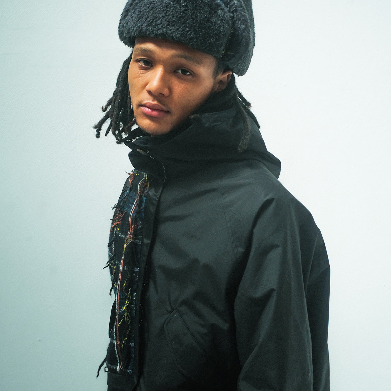 FRINGE WOOL MIX PULLOVER COAT | Color_Black | No_sf25aw-01_black【STOF_ストフ】【入荷予定アイテム・入荷連絡可能】