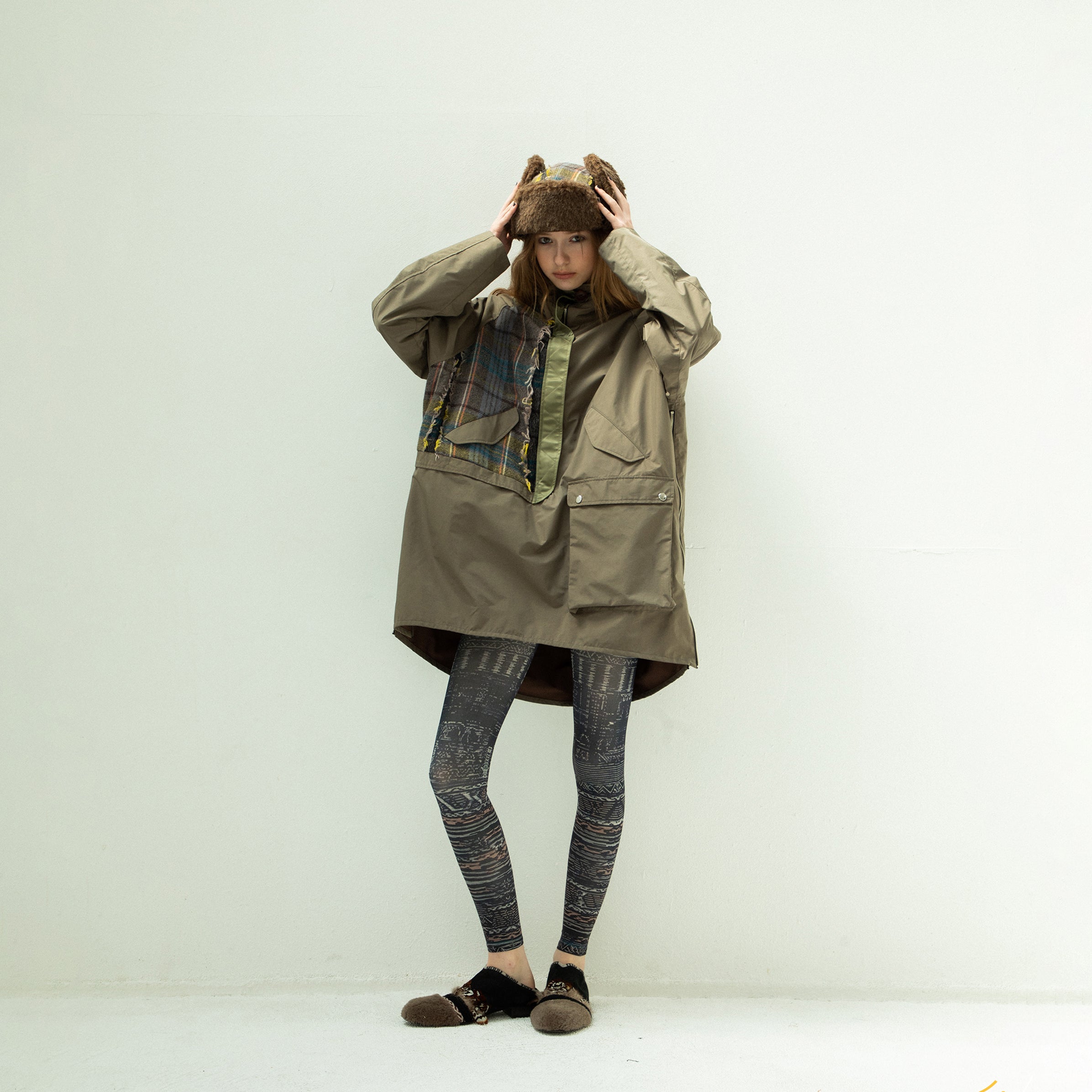 FRINGE WOOL MIX PULLOVER COAT | Color_Khaki | No_sf25aw-01_khaki【STOF_ストフ】【入荷予定アイテム・入荷連絡可能】
