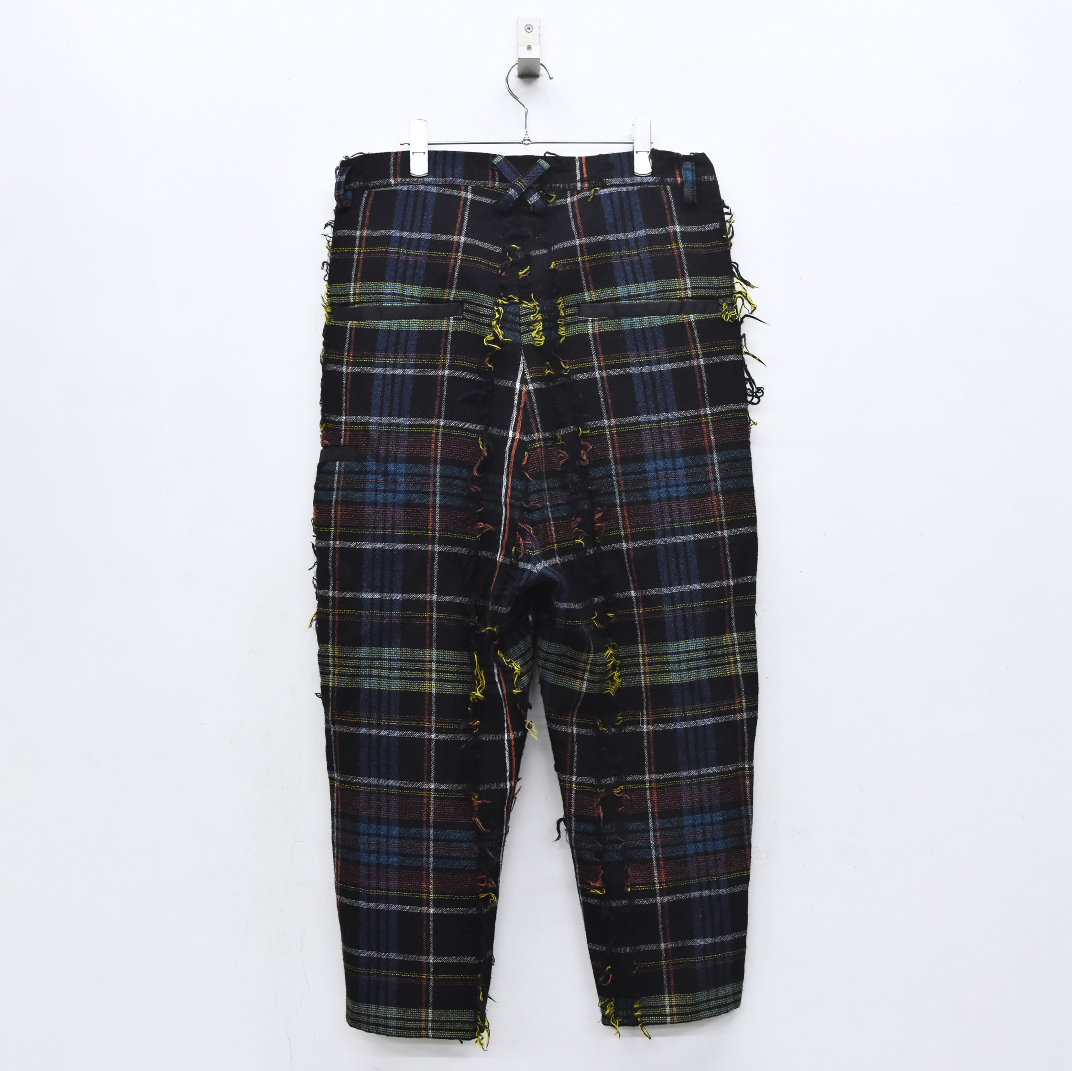 FRINGE WOOL CHECK WIDE SLACKS | Color_Black | No_sf25aw-03_black【STOF_ストフ】【入荷予定アイテム・入荷連絡可能】