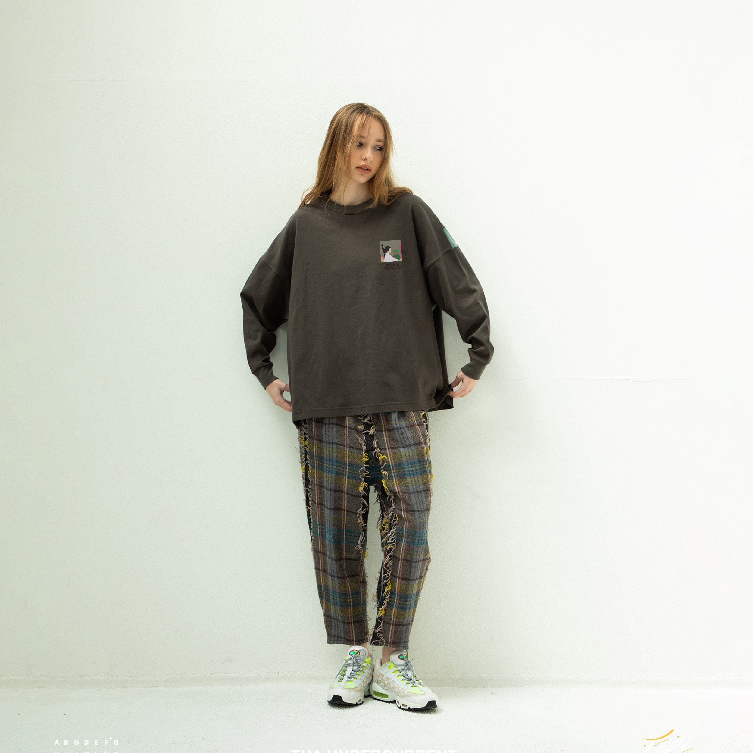 FRINGE WOOL CHECK WIDE SLACKS | Color_Beige | No_sf25aw-03_beige【STOF_ストフ】