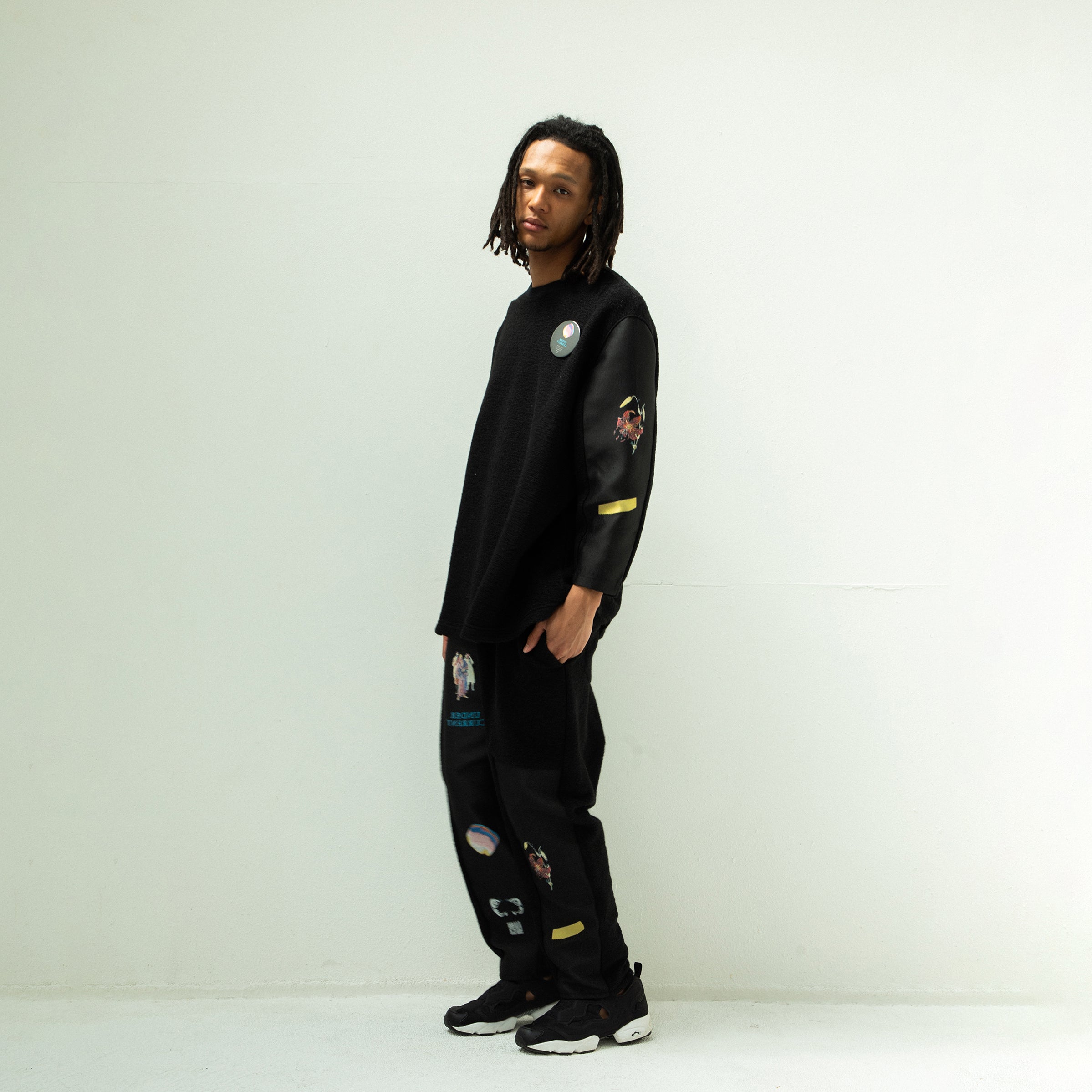 FLAGMENTS MIX PULLOVER | Color_Black | No_sf25aw-17_black【STOF_ストフ】【入荷予定アイテム・入荷連絡可能】