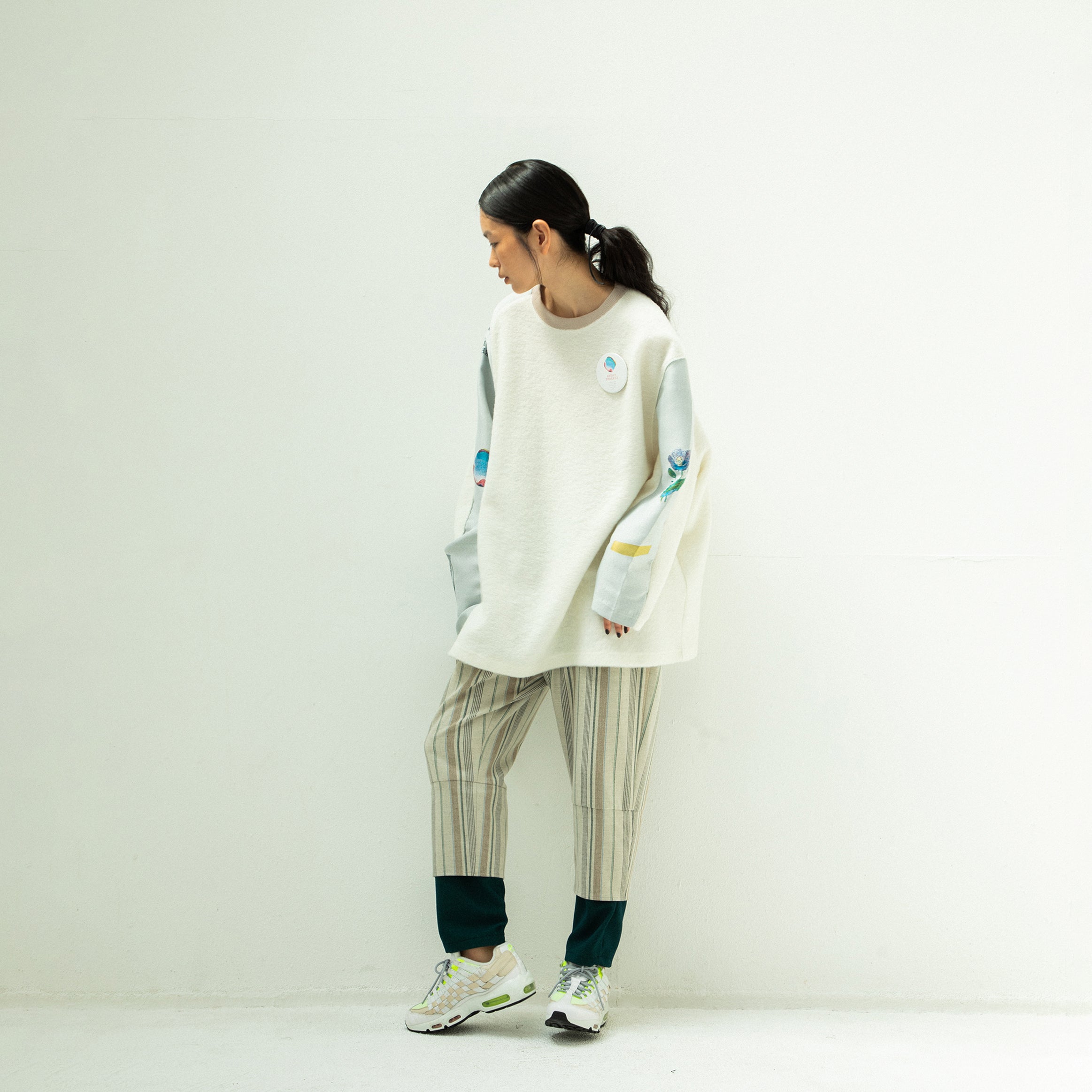 FLAGMENTS MIX PULLOVER | Color_White | No_sf25aw-17_white【STOF_ストフ】【入荷予定アイテム・入荷連絡可能】