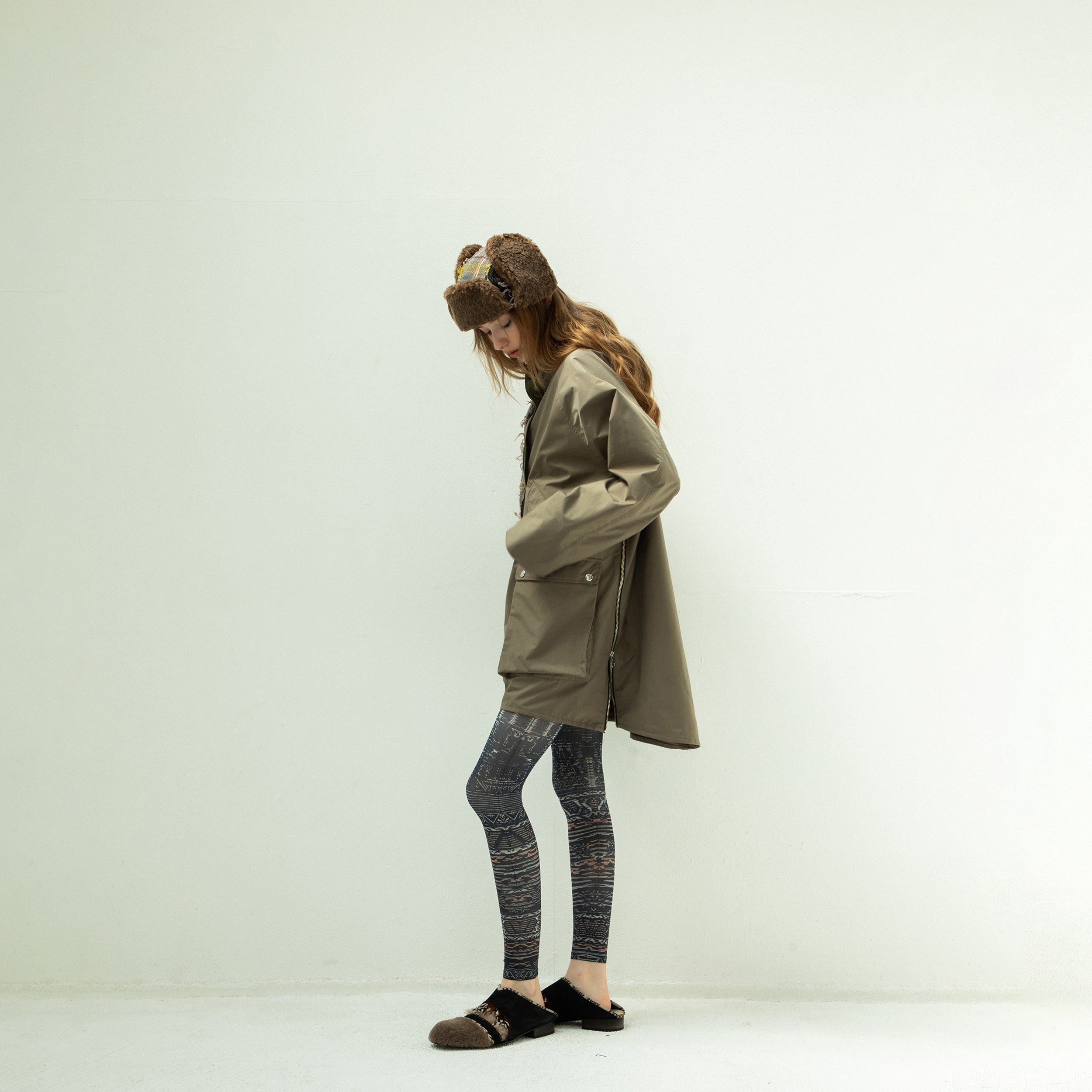 FRINGE WOOL CHECK RUSSIAN CAP | Color_Beige | No_sf25aw-23_beige【STOF_ストフ】