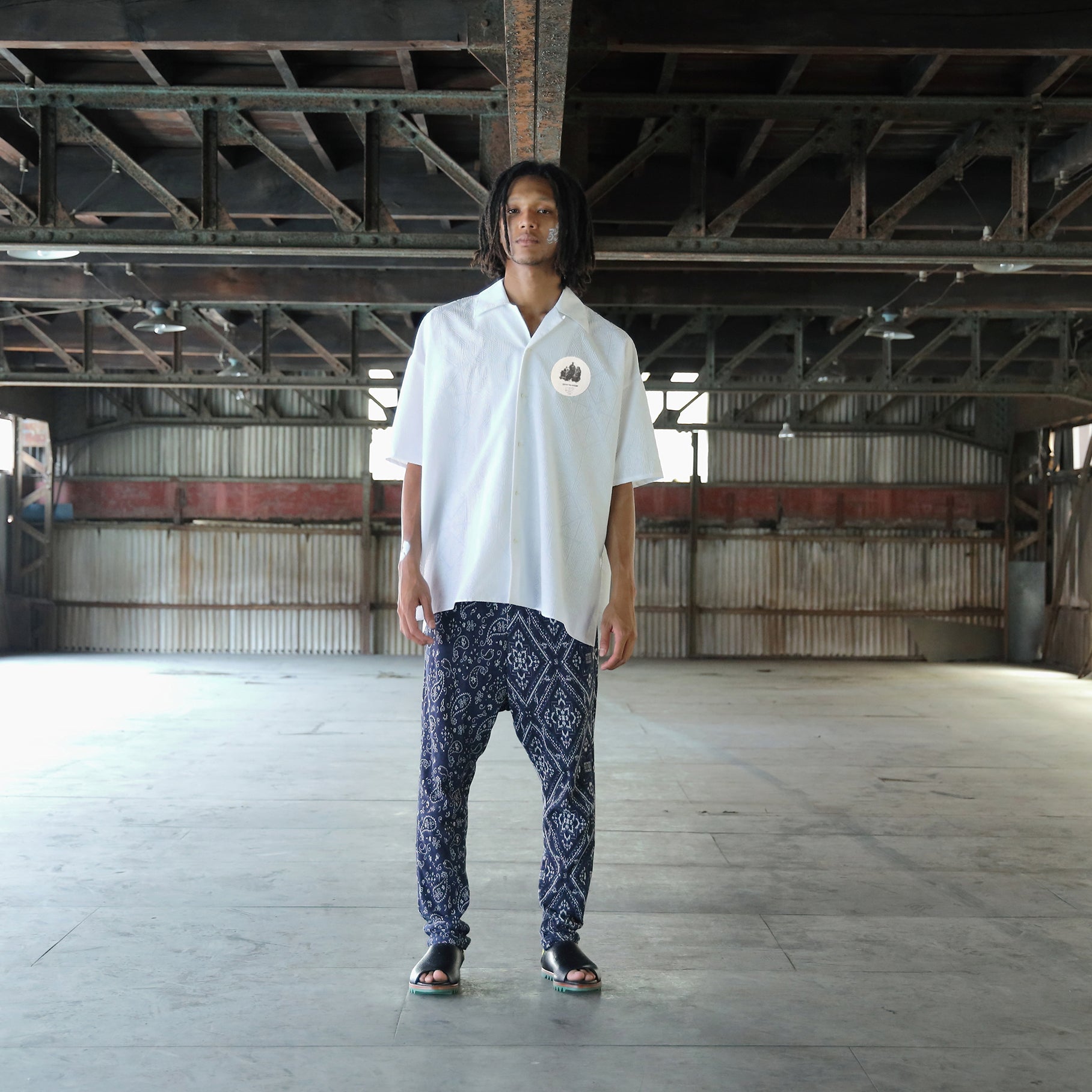 SF25SS-08_White | Stone Yard Floc Shirt | Color:White【STOF_ストフ】【archive】