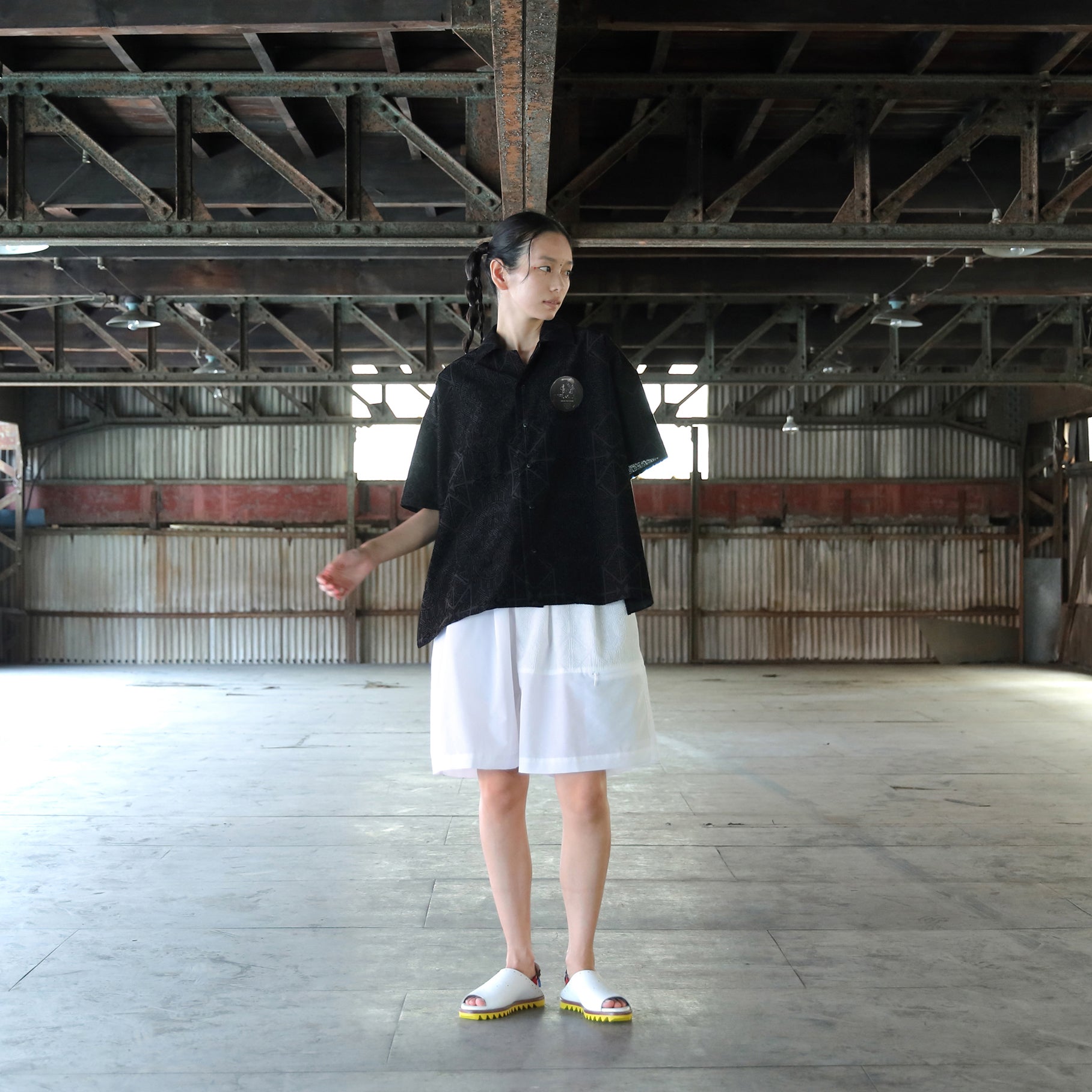 SF25SS-08_Black | Stone Yard Floc Shirt | Color:Black【STOF_ストフ】【archive】