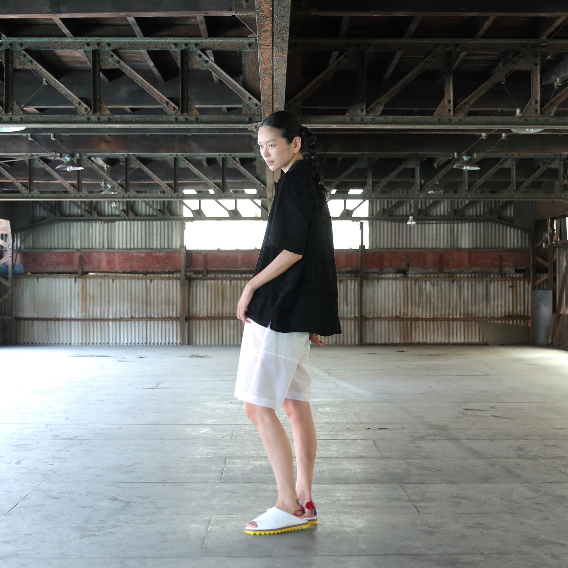 SF25SS-08_Black | Stone Yard Floc Shirt | Color:Black【STOF_ストフ】【archive】