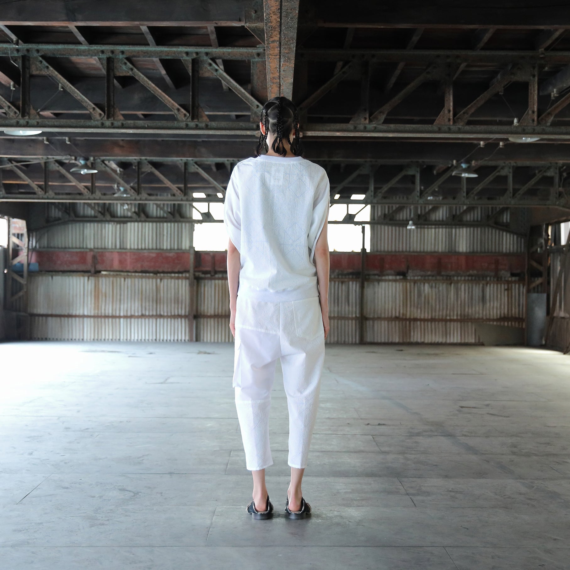 SF25SS-10_White | Stone Yard Floc Wide Pants | Color:White【STOF_ストフ】