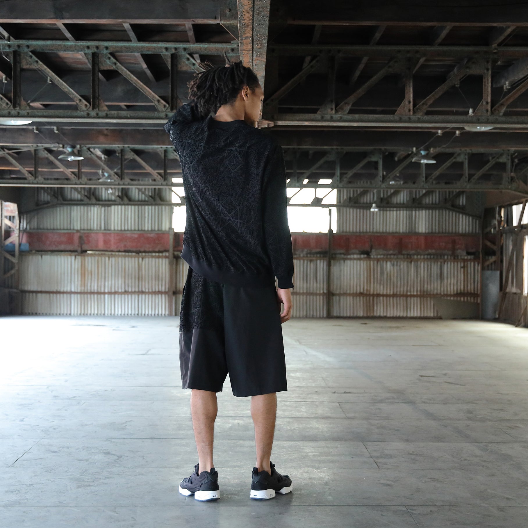 SF25SS-11_Black | Stone Yard Floc Wide Shorts | Color:Black【STOF_ストフ】【archive】