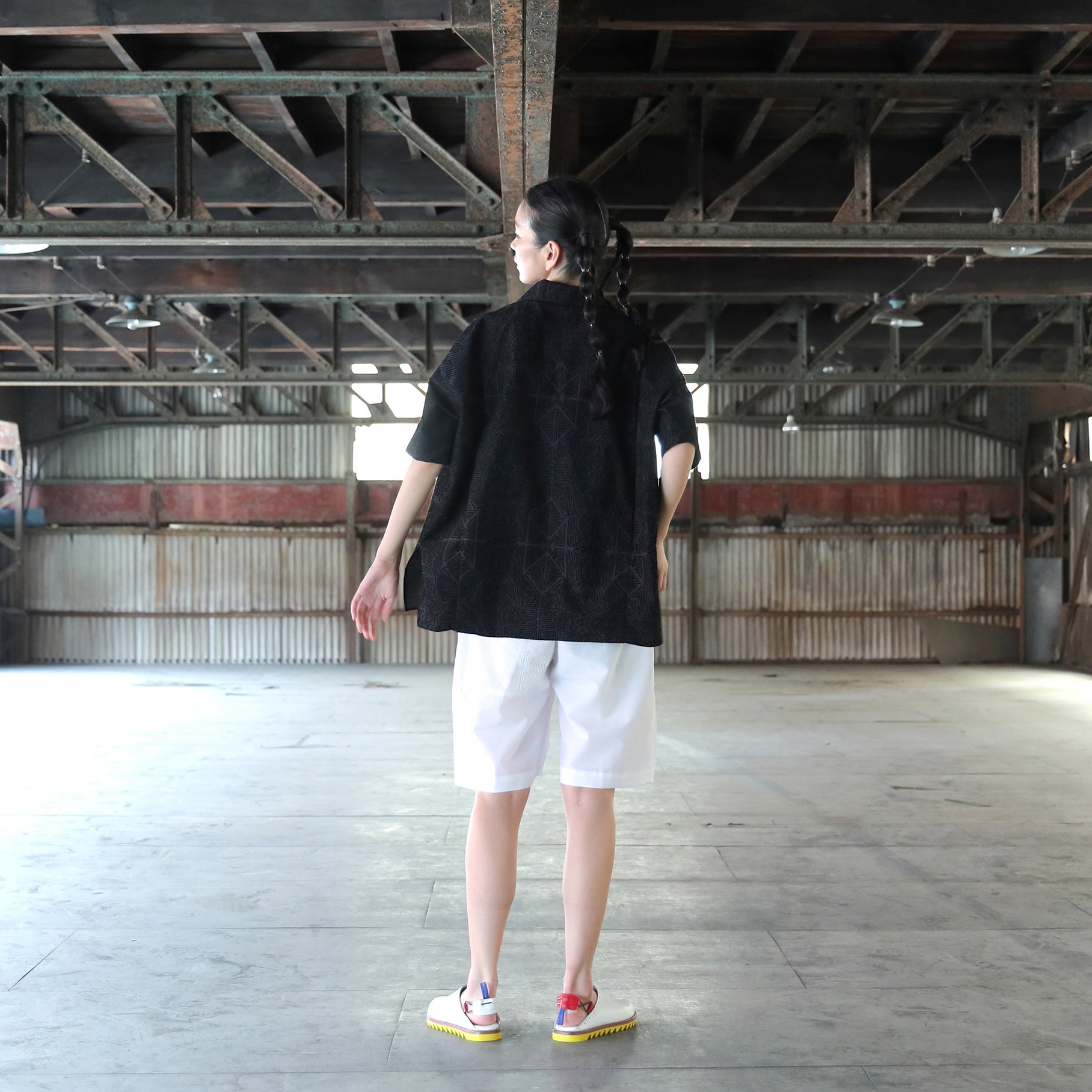 SF25SS-11_White | Stone Yard Floc Wide Shorts | Color:White【STOF_ストフ】【archive】