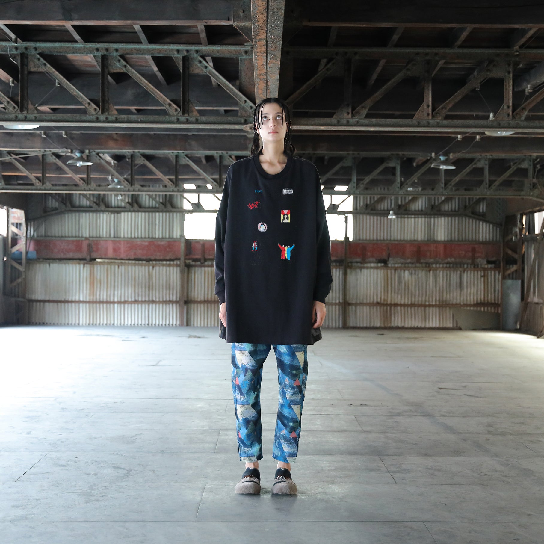 SF25SS-21A_Black | Edition Embroi L/S Tee | Color:Black【STOF_ストフ】【archive】