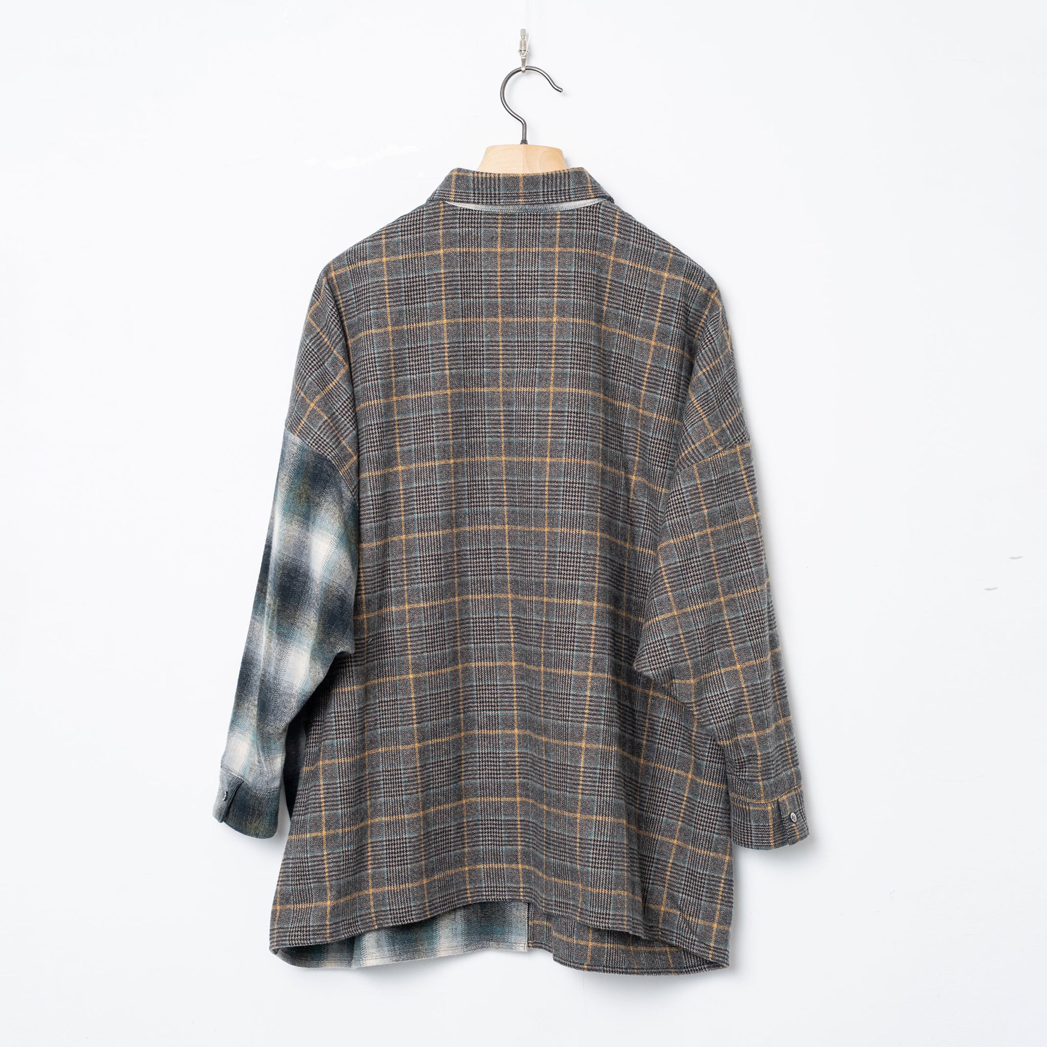 Half flannel check big shirt – Grey | STOF | 入荷予定アイテム