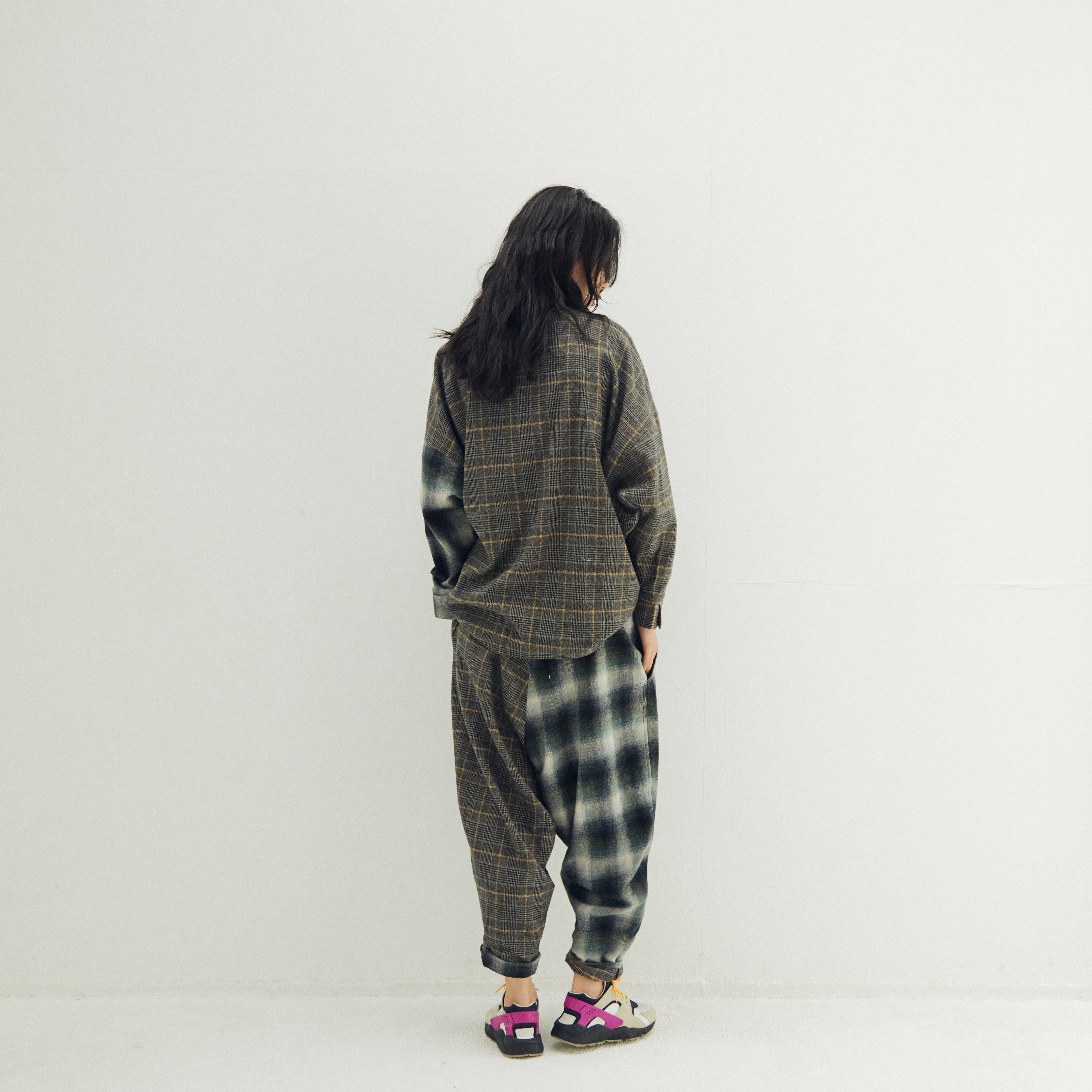 Half flannel check big shirt – Grey | STOF | 入荷予定アイテム