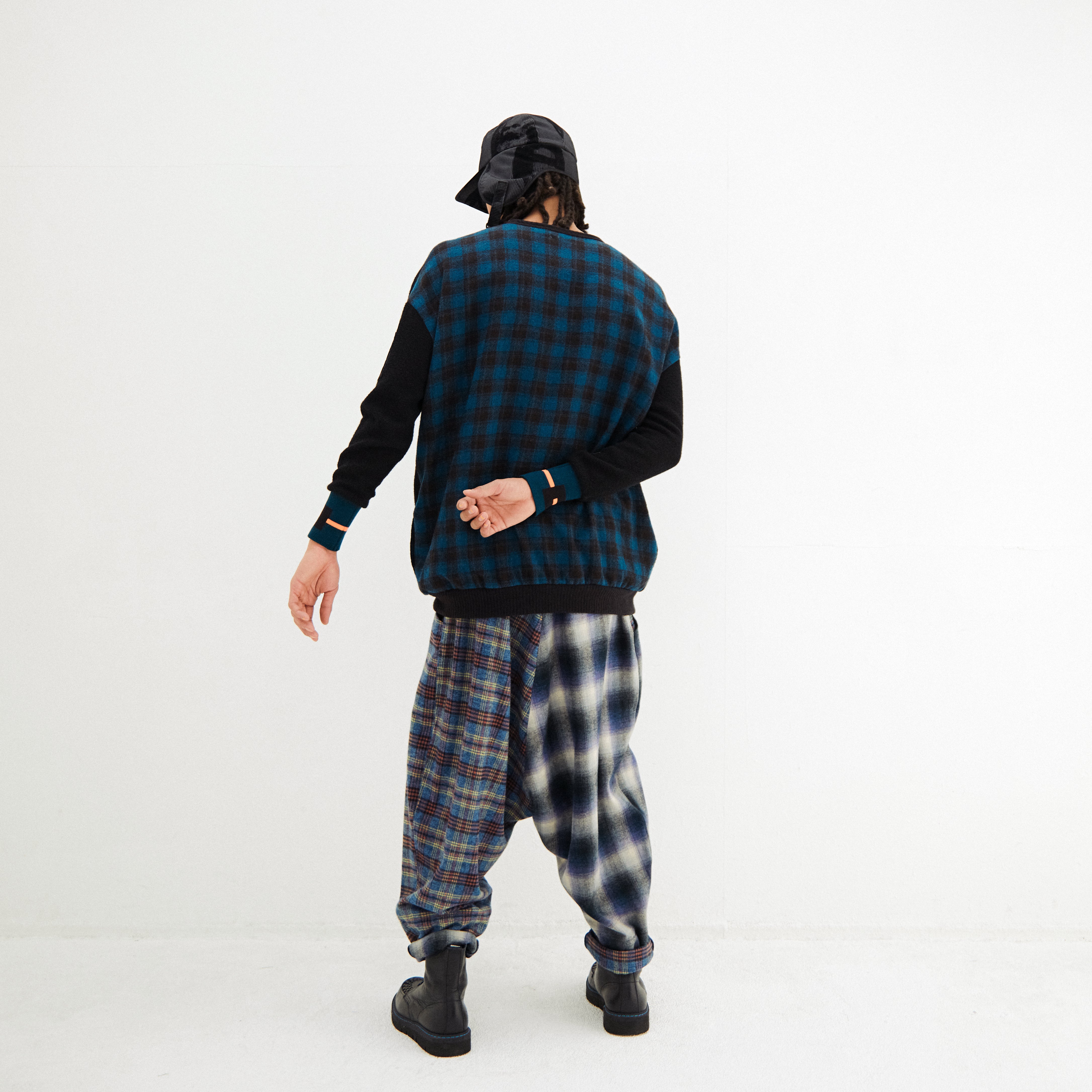 Half flannel check Wide Pants – Blue | STOF | 入荷予定アイテム