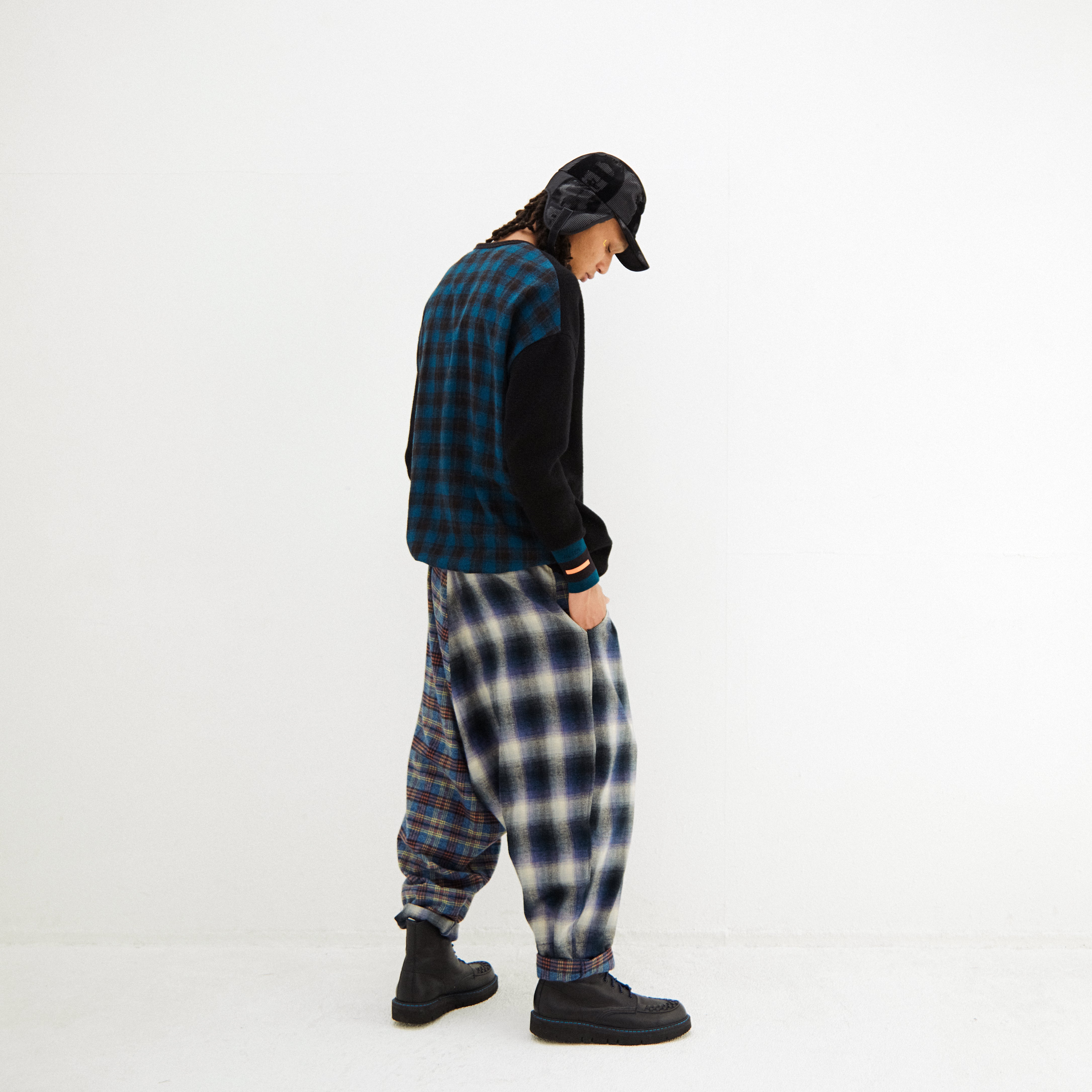 Half flannel check Wide Pants – Blue | STOF | 入荷予定アイテム