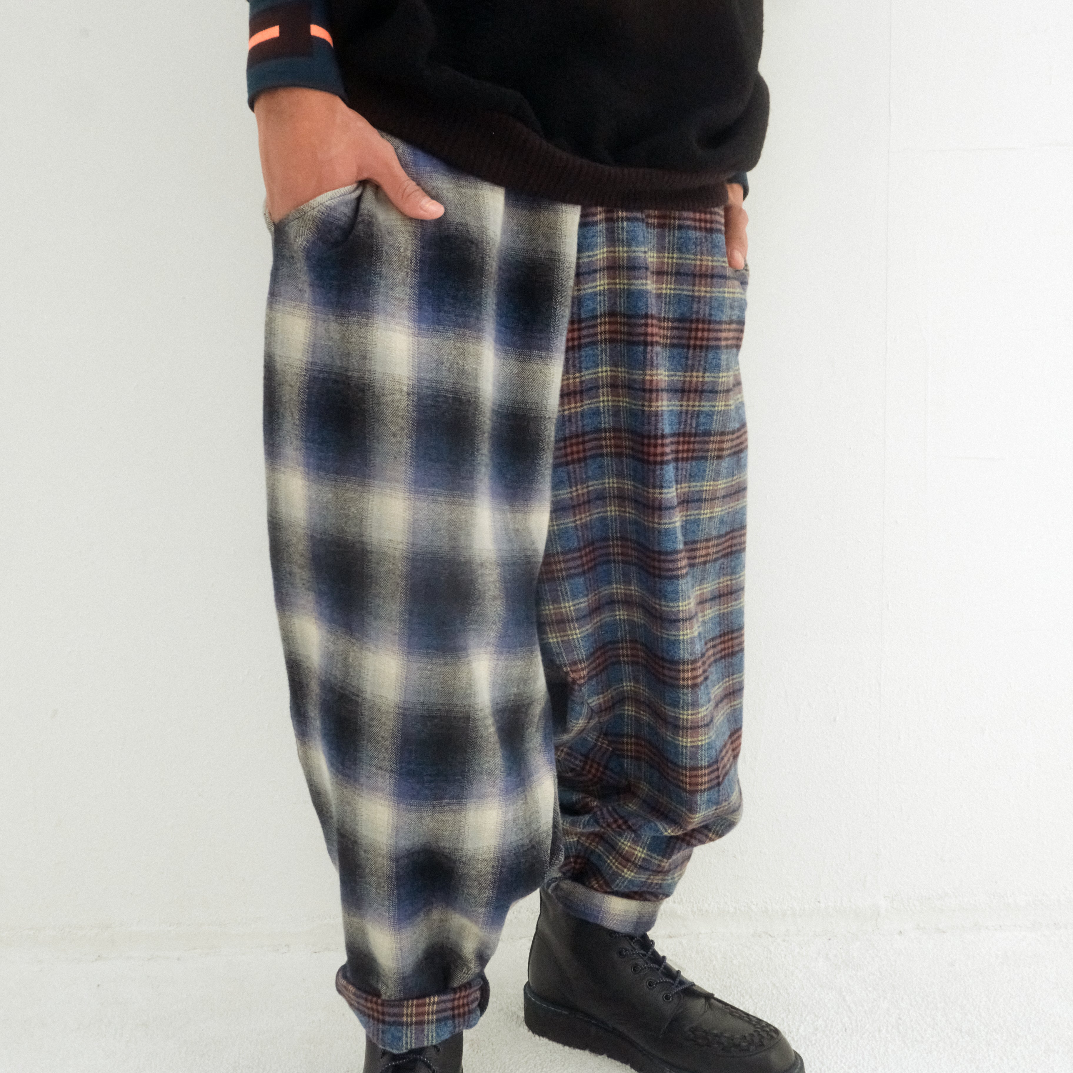 Half flannel check Wide Pants – Blue | STOF | 入荷予定アイテム
