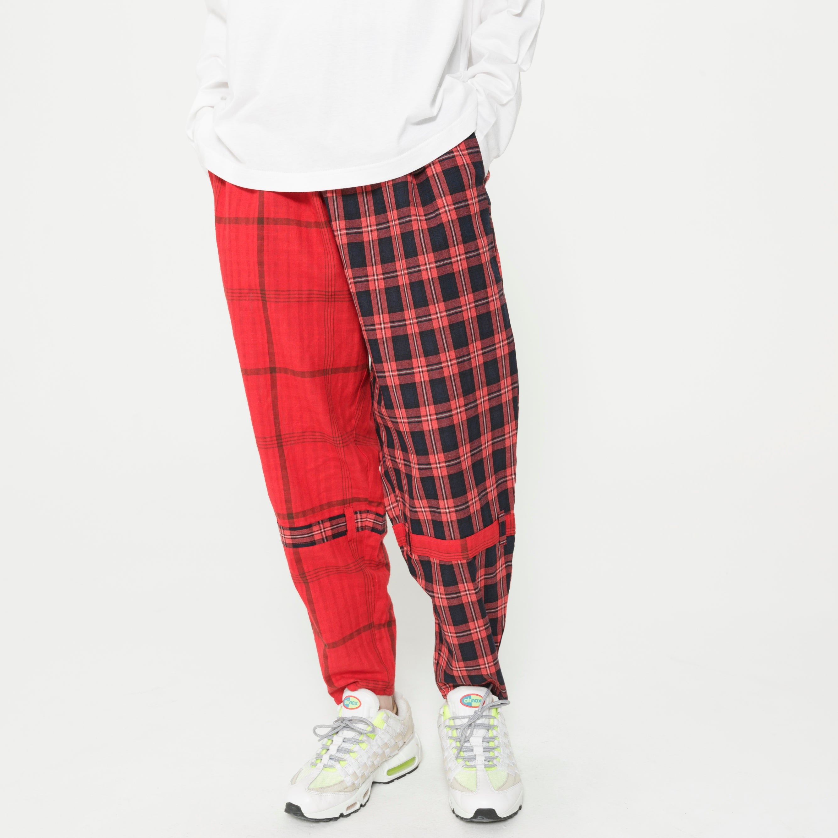 MIX CHECK BONTAGE PANTS | Color_Red | No_SF26SS-16_Red【STOF_ストフ】【入荷予定アイテム・入荷連絡可能】