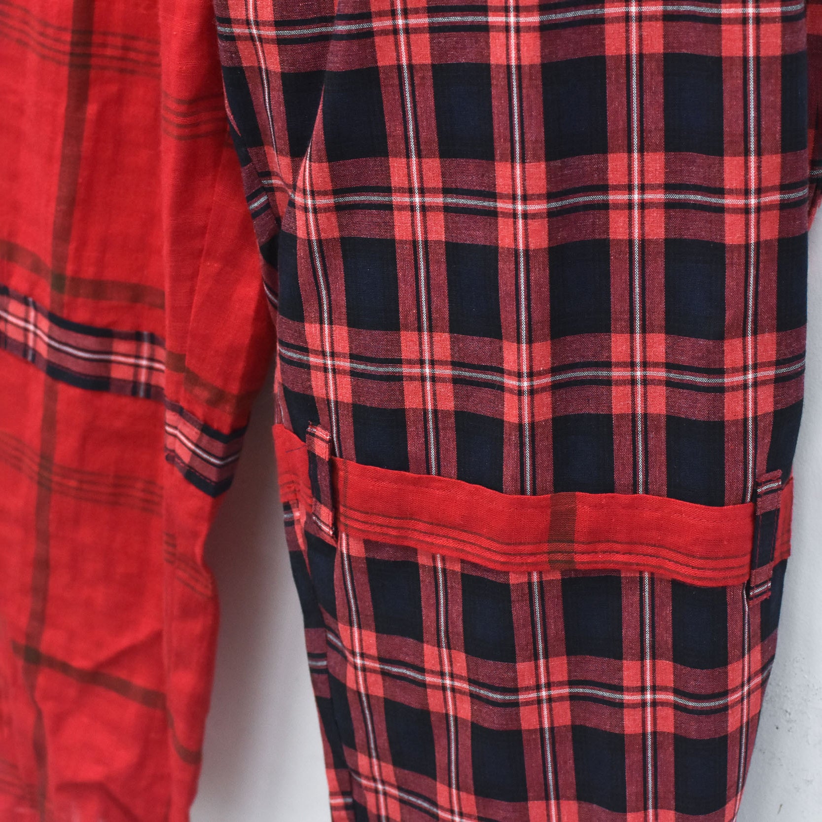 MIX CHECK BONTAGE PANTS | Color_Red | No_SF26SS-16_Red【STOF_ストフ】【入荷予定アイテム・入荷連絡可能】