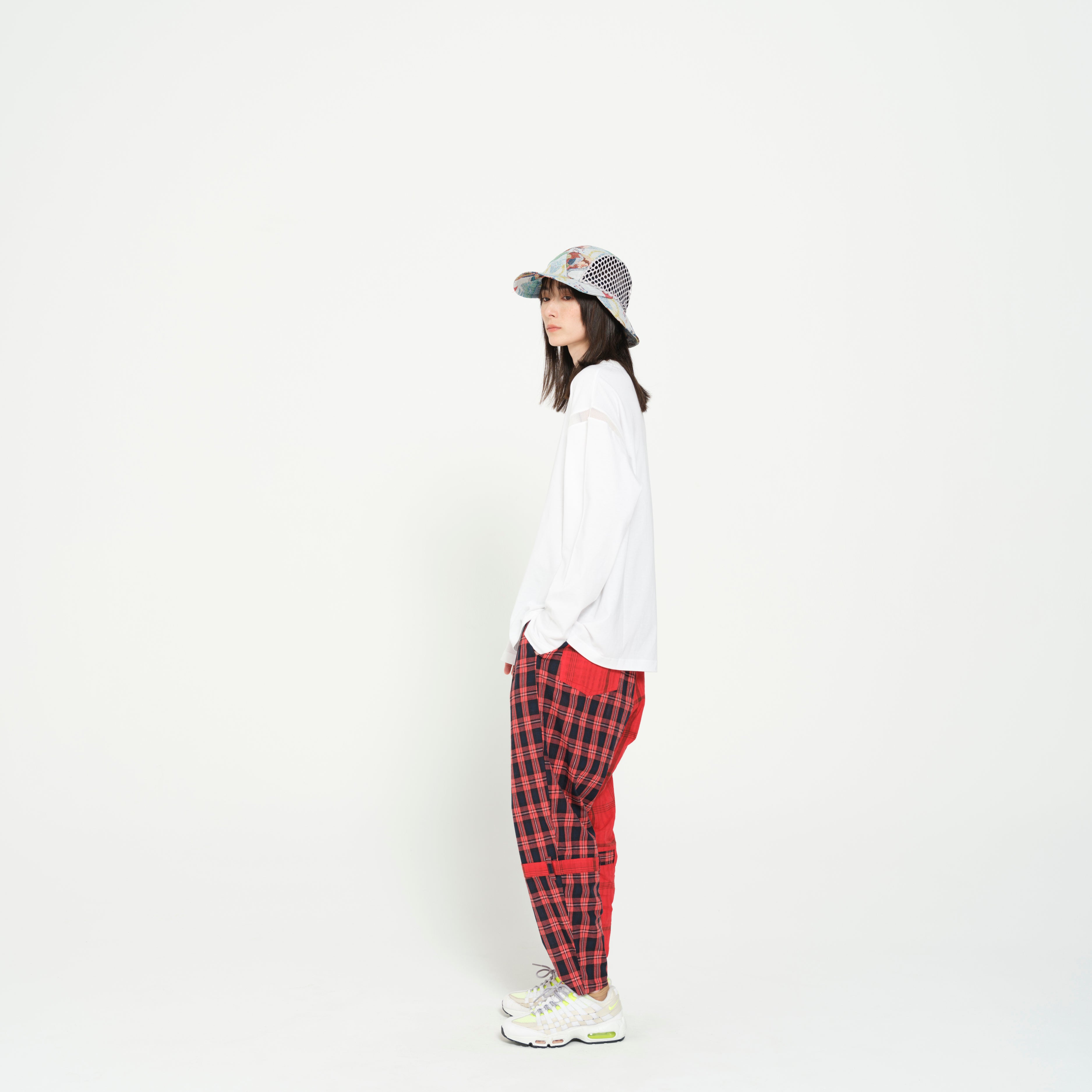 MIX CHECK BONTAGE PANTS | Color_Red | No_SF26SS-16_Red【STOF_ストフ】【入荷予定アイテム・入荷連絡可能】