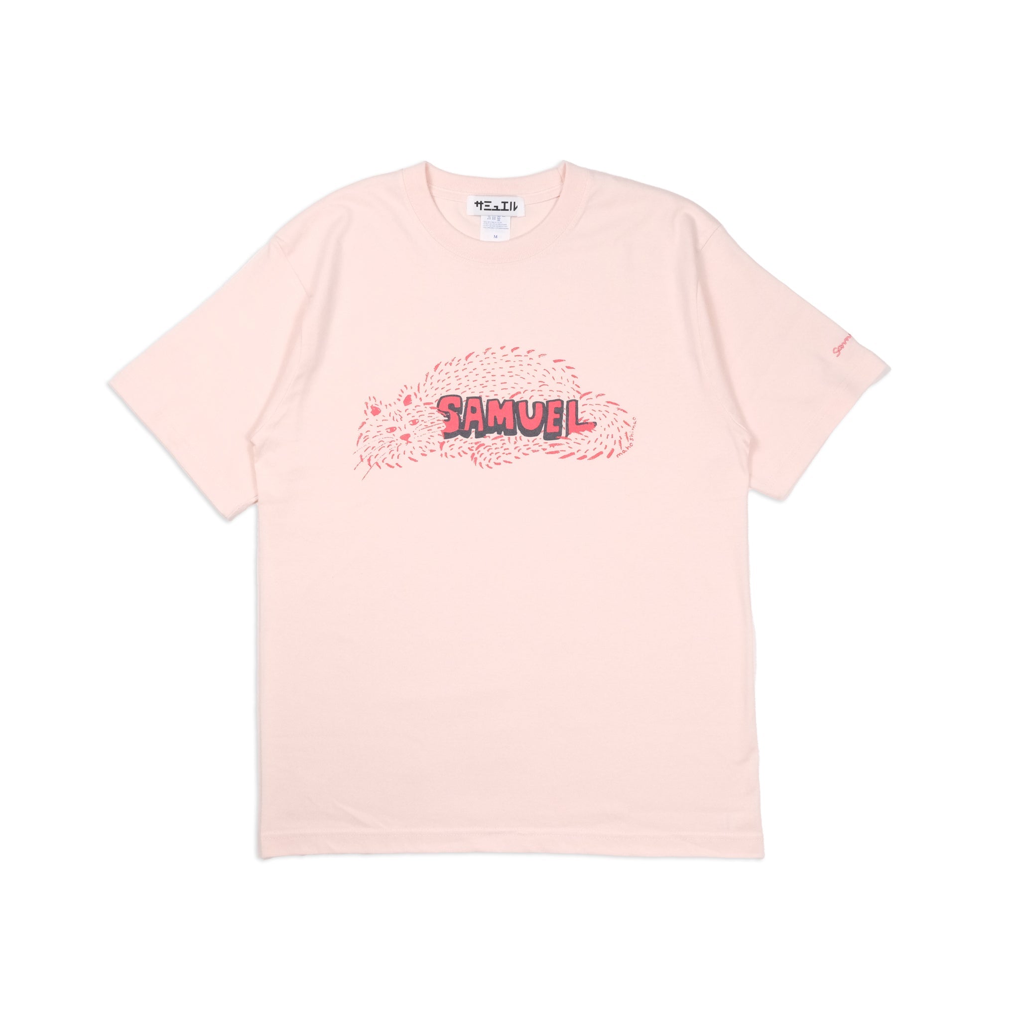 SAMUEL × SHIMAO MAHO CAT LOGO S/S TEE | Color:Black/Pink | S-25SS-SS-014【SAMUEL_サミュエル】 【ネコポス選択可能】