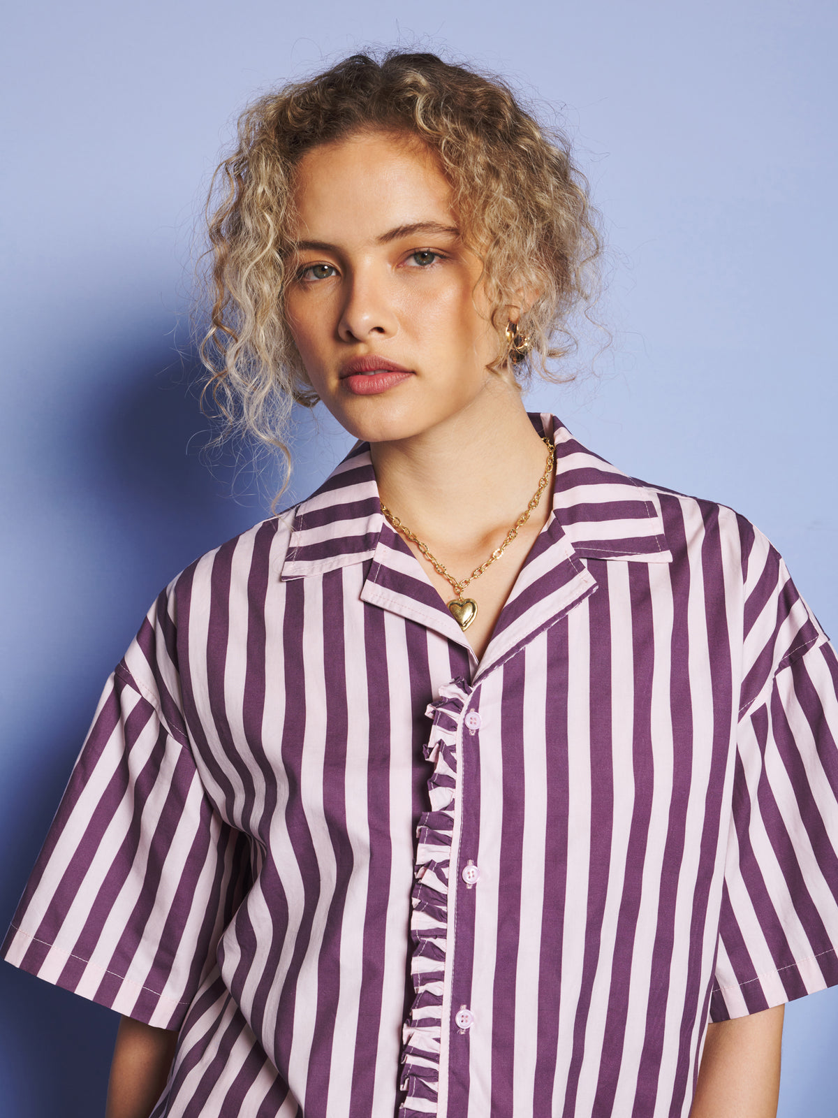 Deck Stripe Revere Collar Shirt – Pink | SISTER JANE