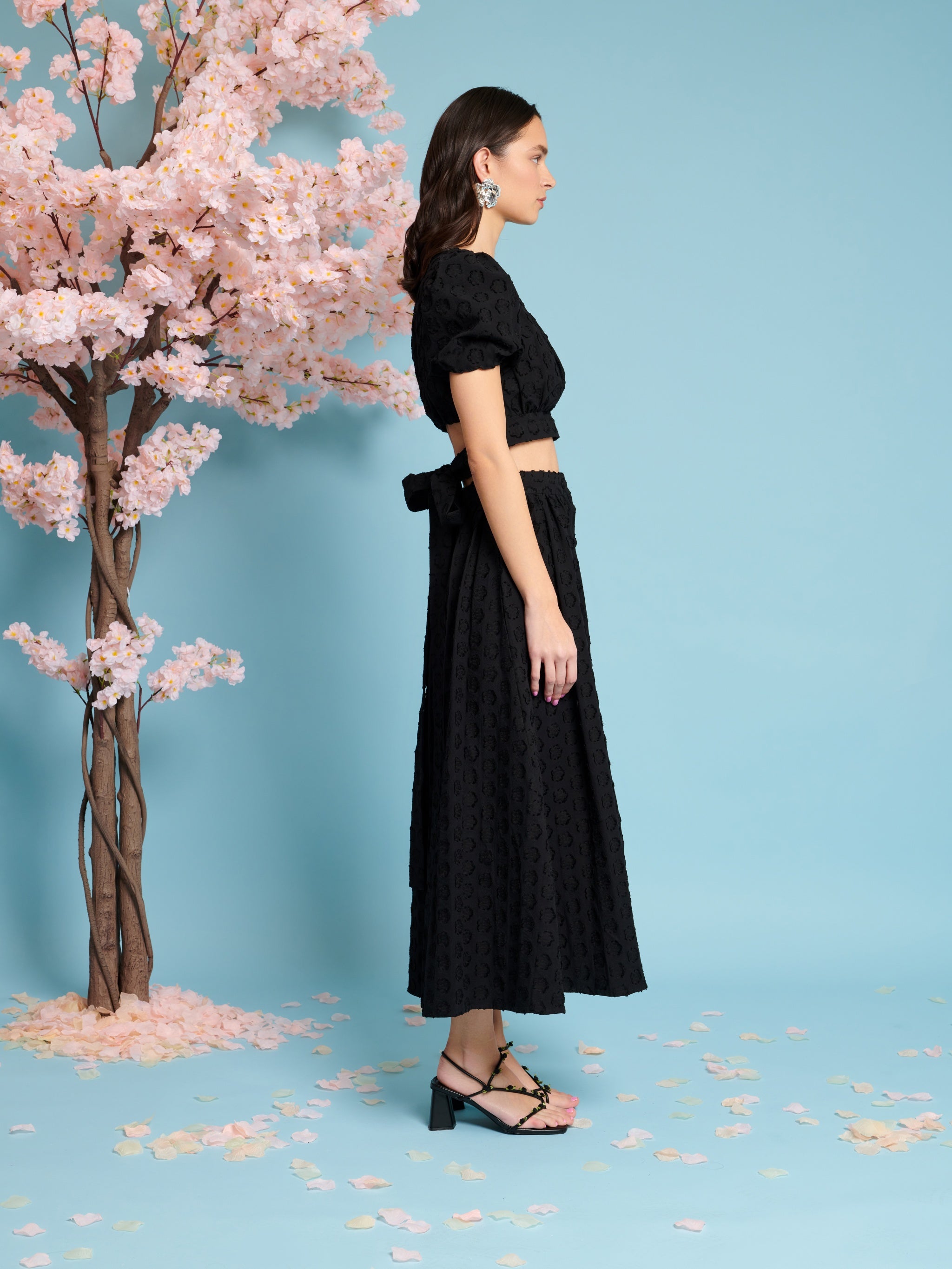 29SJ03TO559BLK | Mara Jacquard Bow Top | Color:Black【SISTER JANE_シスタージェーン】【archive】