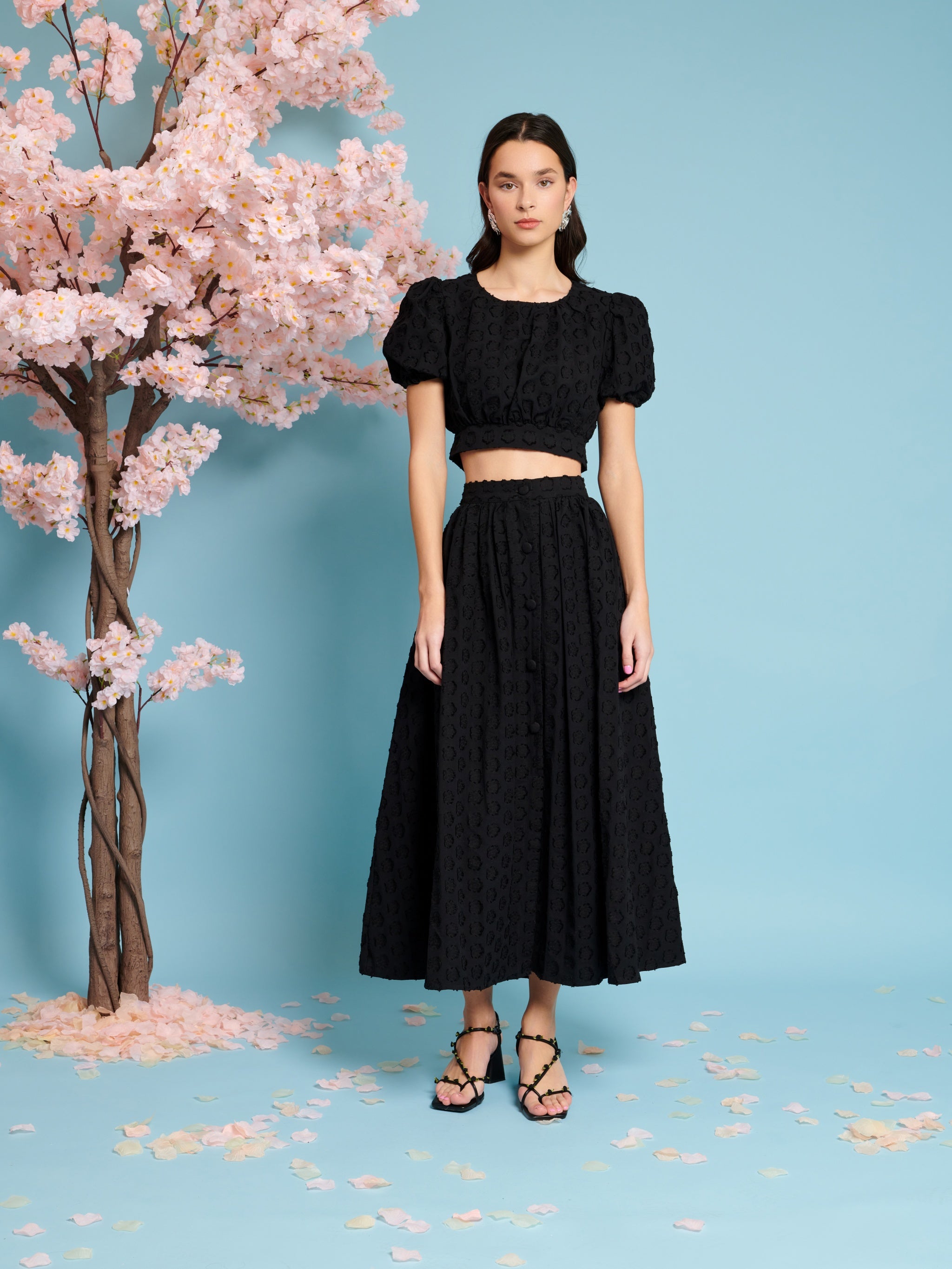 29SJ03SK429BLK | Mara Jacquard Midi Skirt | Color:Black【SISTER JANE_シスタージェーン】【archive】