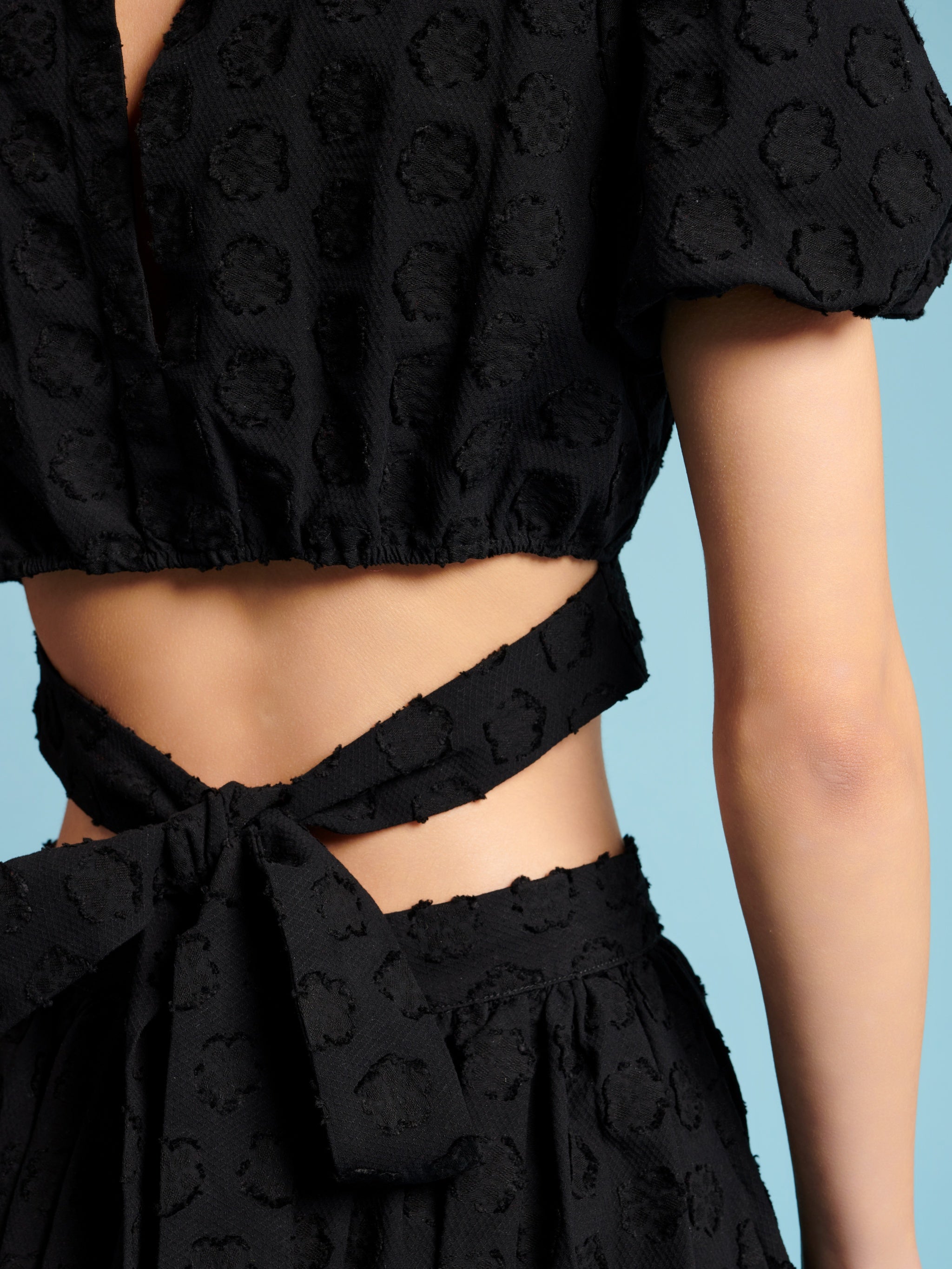 29SJ03TO559BLK | Mara Jacquard Bow Top | Color:Black【SISTER JANE_シスタージェーン】【archive】