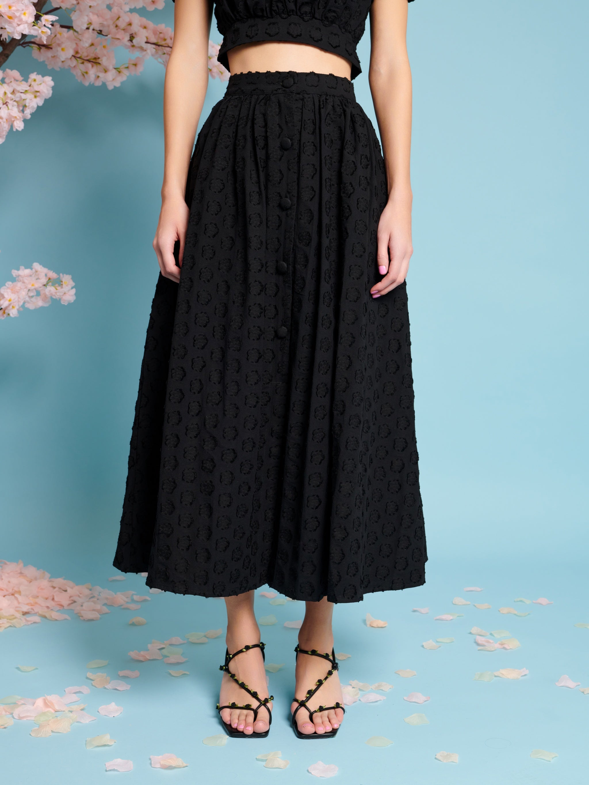 29SJ03SK429BLK | Mara Jacquard Midi Skirt | Color:Black【SISTER JANE_シスタージェーン】【archive】