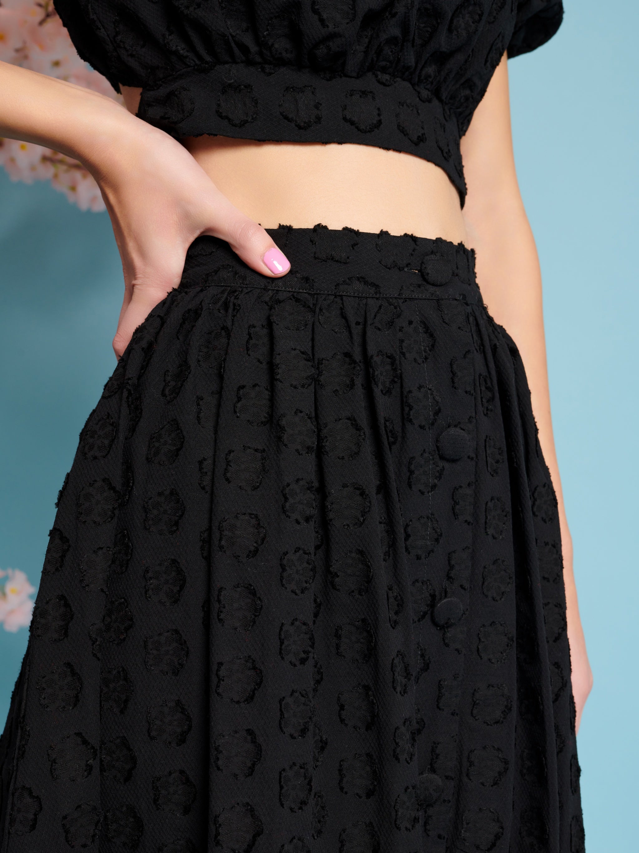 29SJ03SK429BLK | Mara Jacquard Midi Skirt | Color:Black【SISTER JANE_シスタージェーン】【archive】