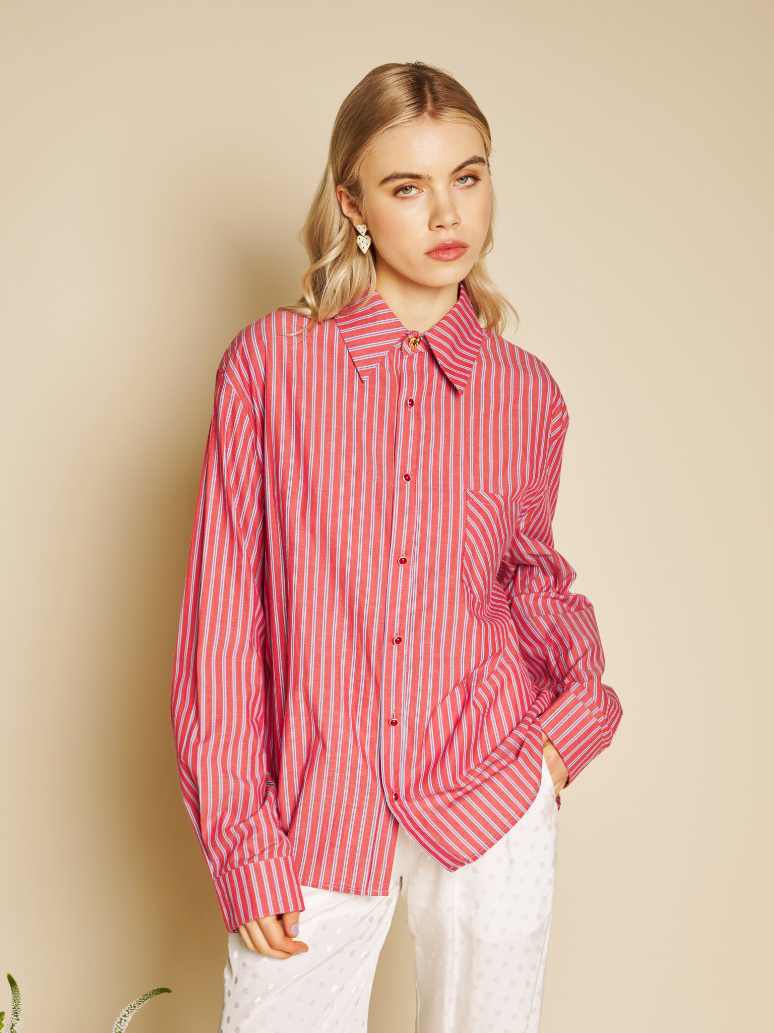 Penny Stripe Shirt – Red | SISTER JANE